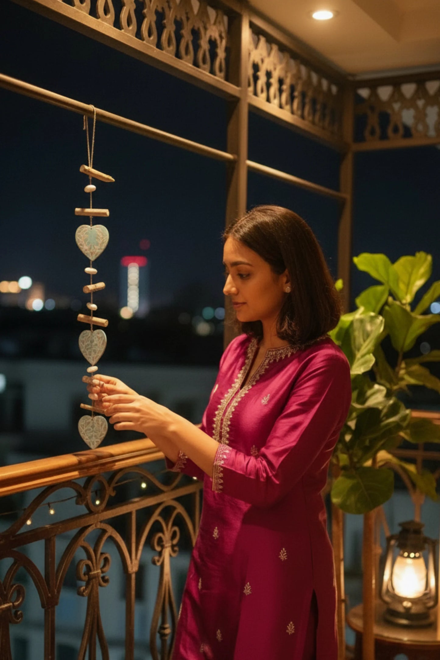 Hanging heartstrings of love Aqua Blue