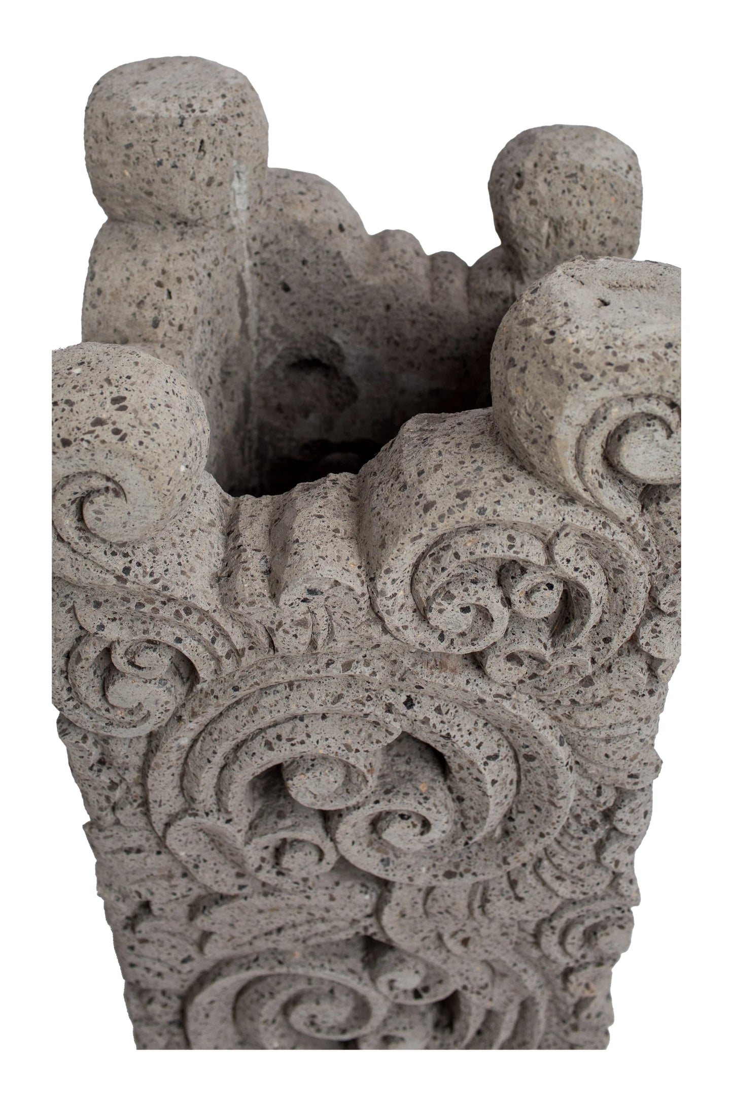 Grey Hand Carved Garden Column - Small