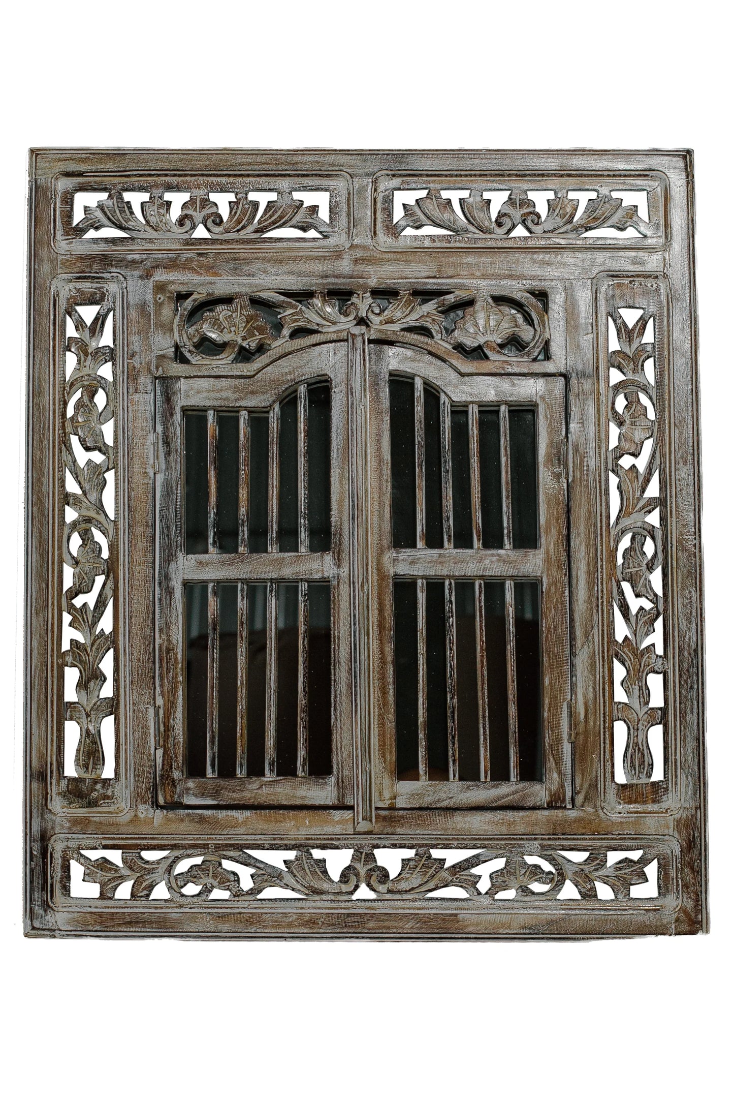 Hand Carved Wooden Rustic Mirror Frame - Style 1 - Antique Finish