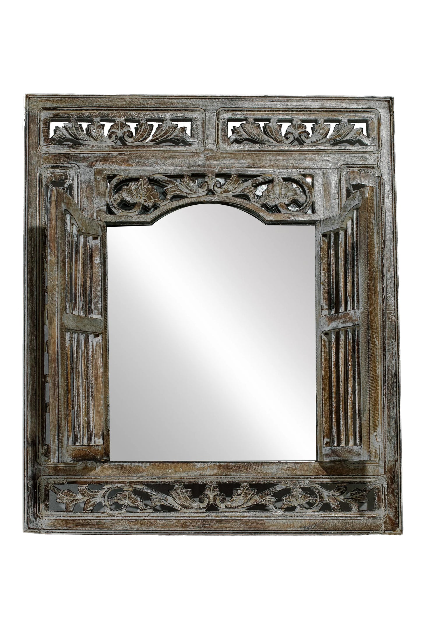Hand Carved Wooden Rustic Mirror Frame - Style 1 - Antique Finish