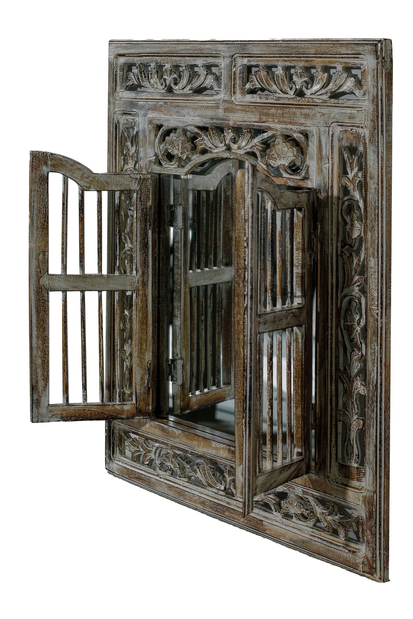 Hand Carved Wooden Rustic Mirror Frame - Style 1 - Antique Finish