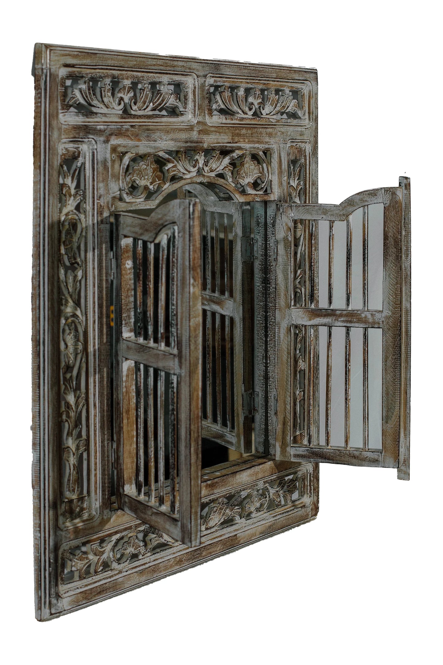 Hand Carved Wooden Rustic Mirror Frame - Style 1 - Antique Finish