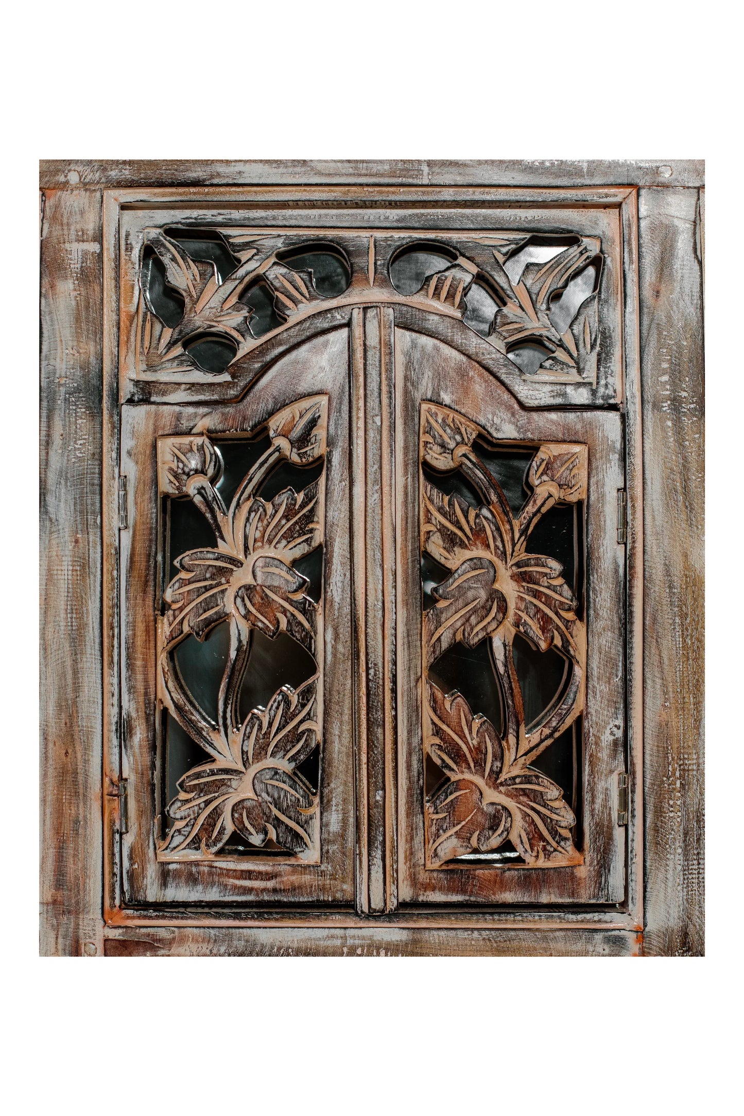 Hand Carved Wooden Rustic Mirror Frame - Style 3 - Antique Finish
