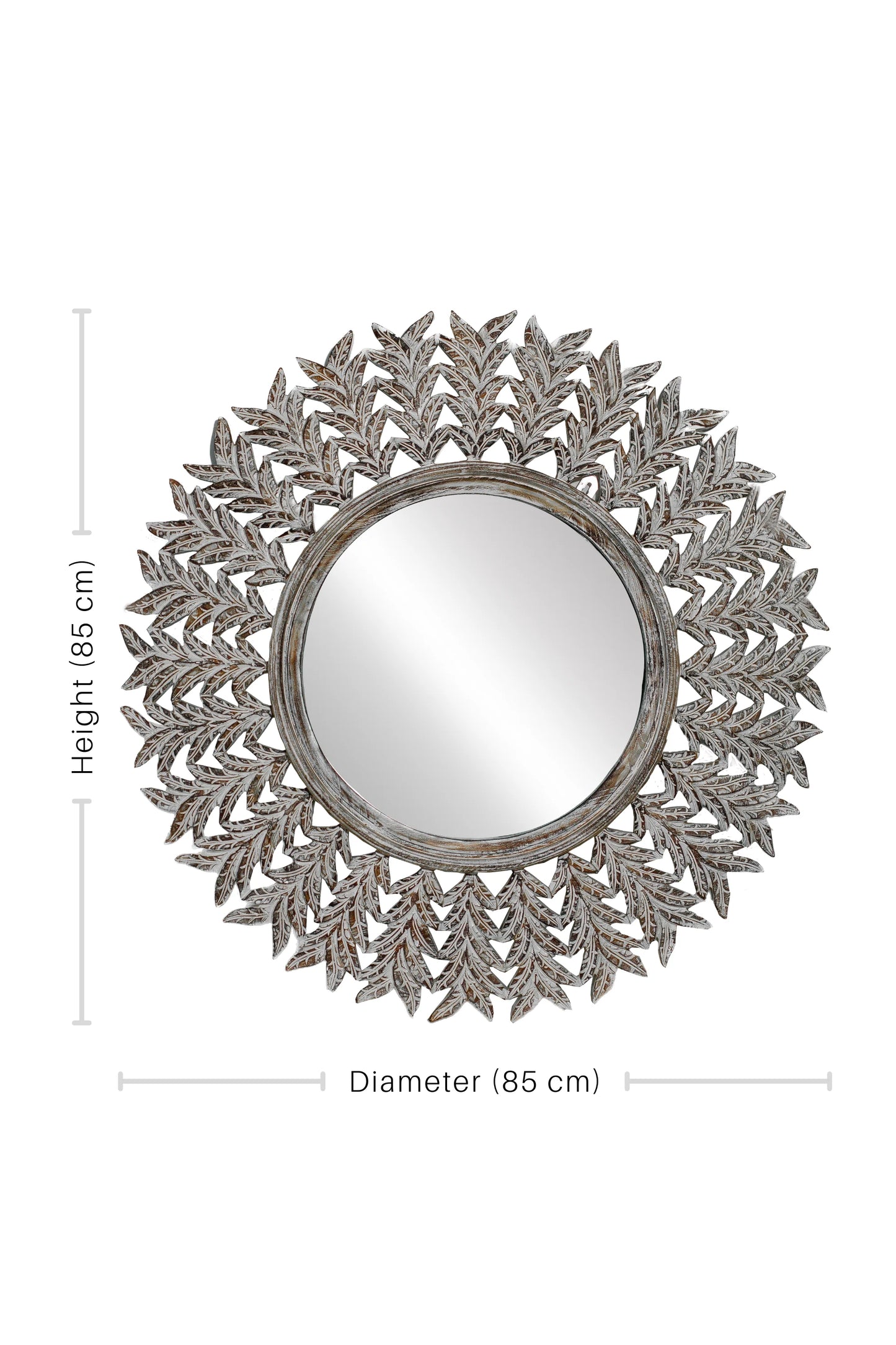 Hand Carved Wooden Contemperory Round Mirror Frame - Style 6