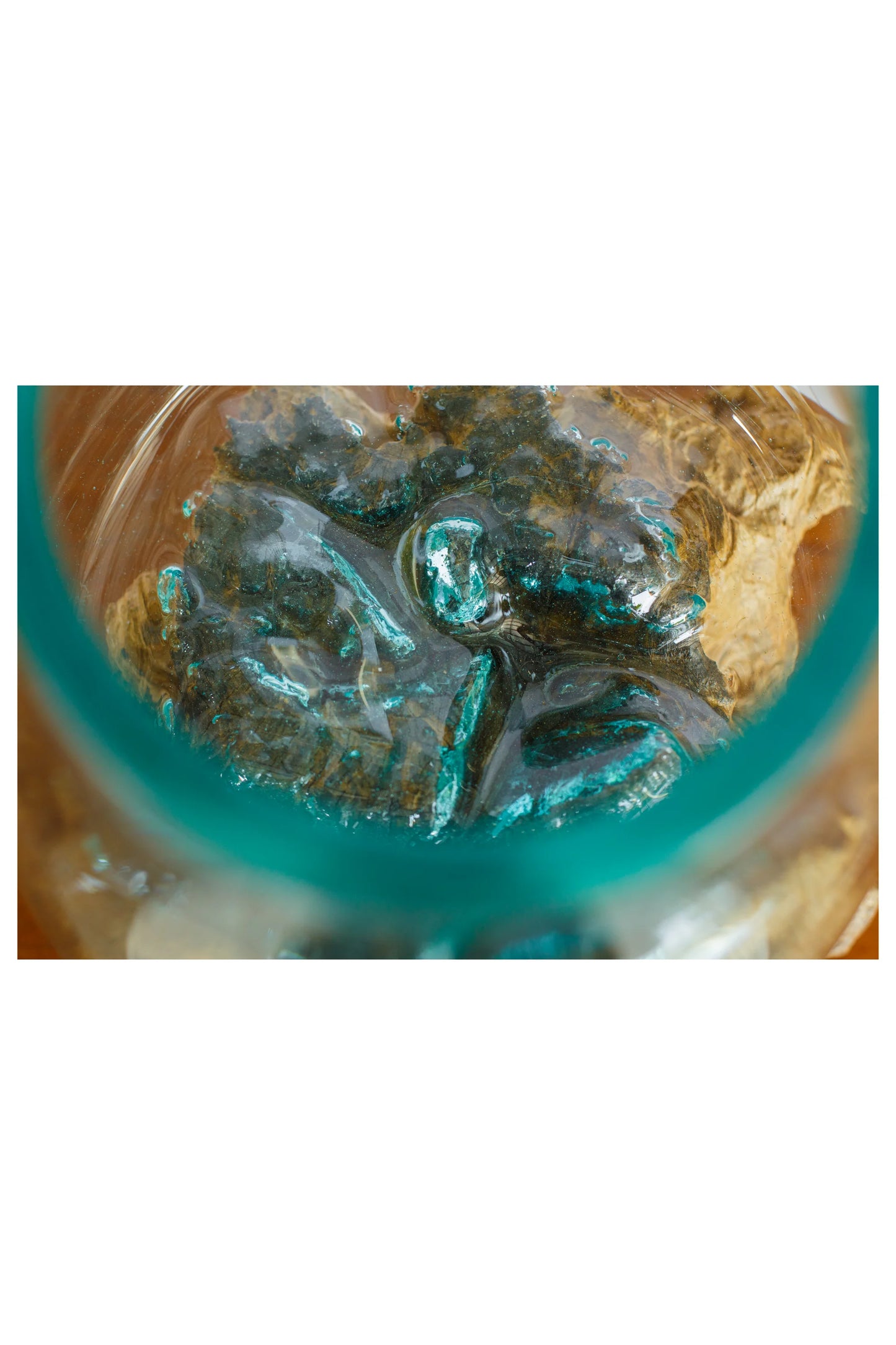 Individually Blown Glass Bowl With Unique Drift Wood Base