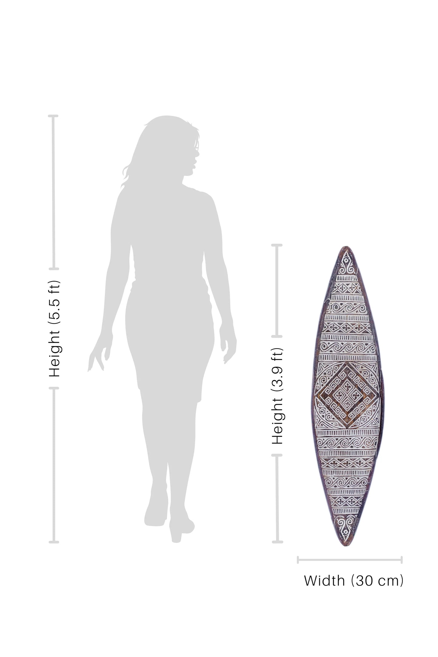 Tribal Carved Surfboard Wall Decor - Style 5