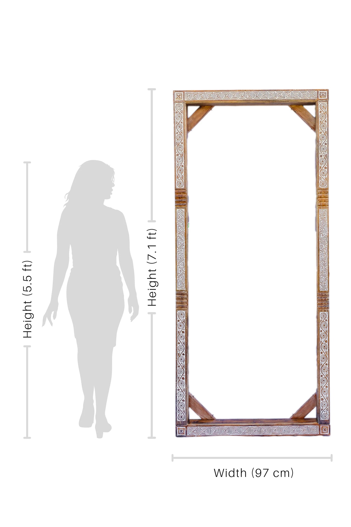 Tribal Hand Carved Wooden Mirror Frame Or Entrance Door Frame - Style 1