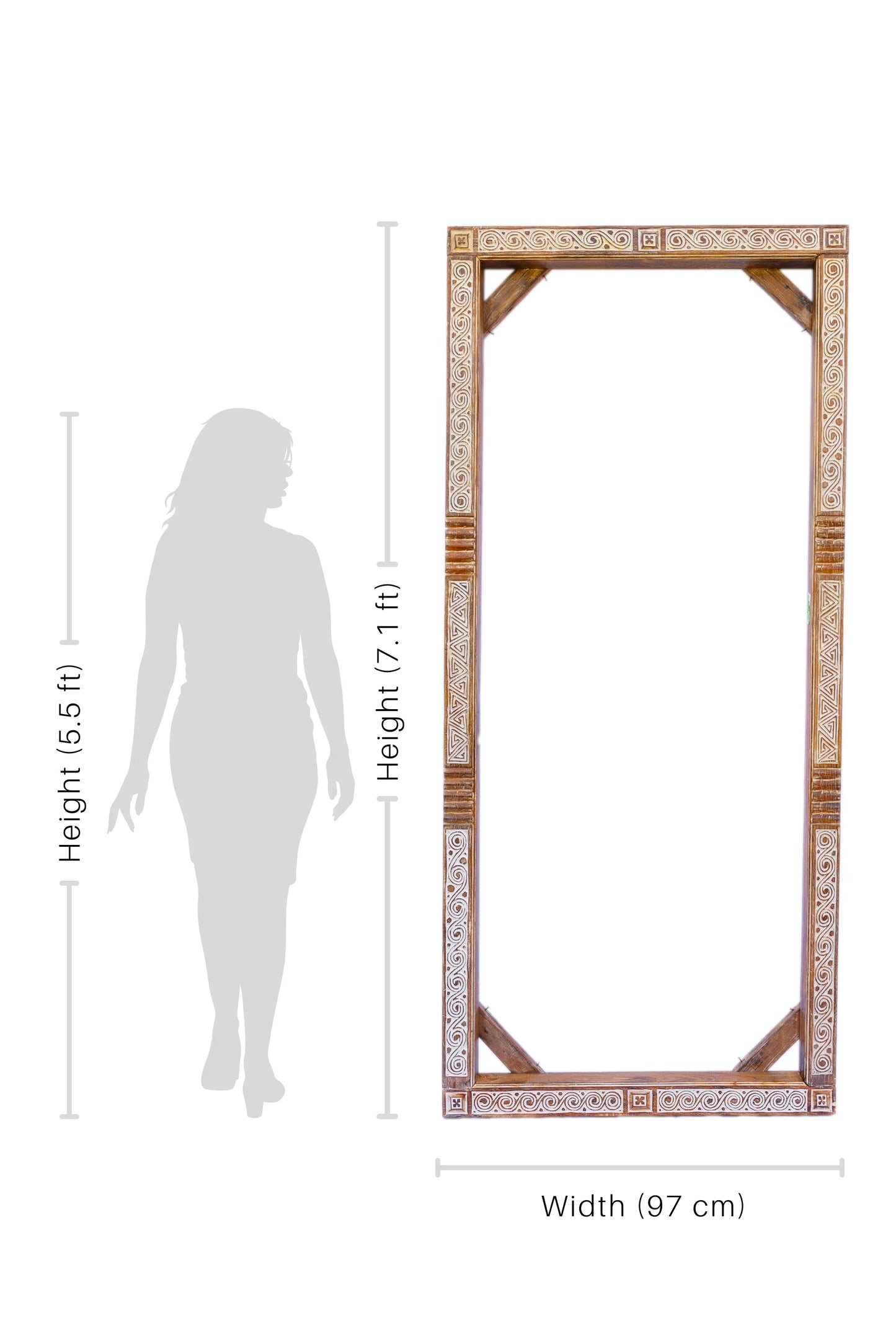 Tribal Hand Carved Wooden Mirror Frame Or Entrance Door Frame - Style 2