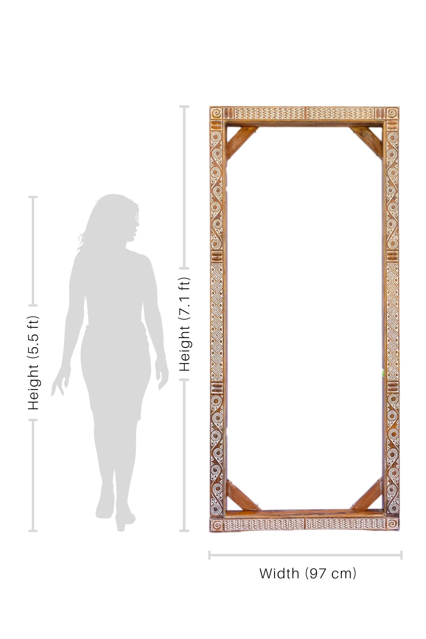 Tribal Hand Carved Wooden Mirror Frame Or Entrance Door Frame - Style 3