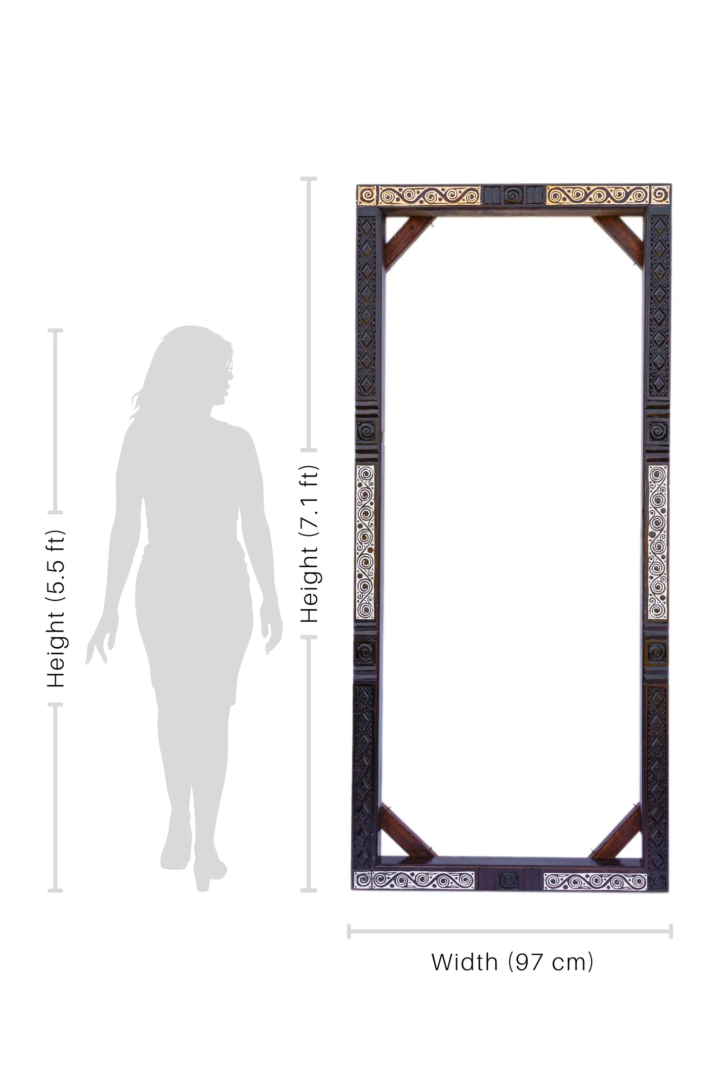 Tribal Hand Carved Wooden Mirror Frame Or Entrance Door Frame - Style 4