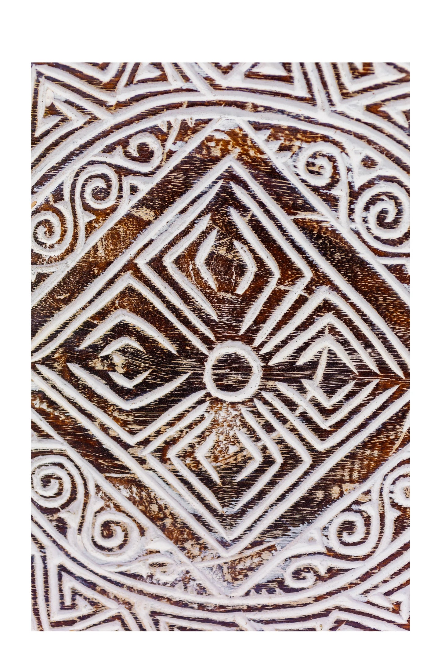 Intricate Tribal Hand Carved Wooden Panel - Medium - Style 1