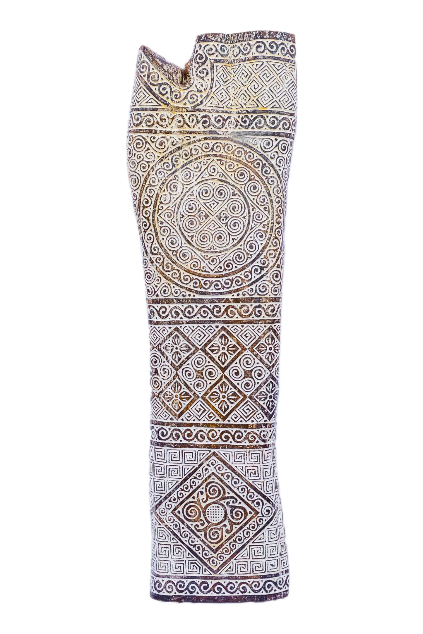 Intricate Tribal Hand Carved Natural Wooden Panel - Large - Style 1