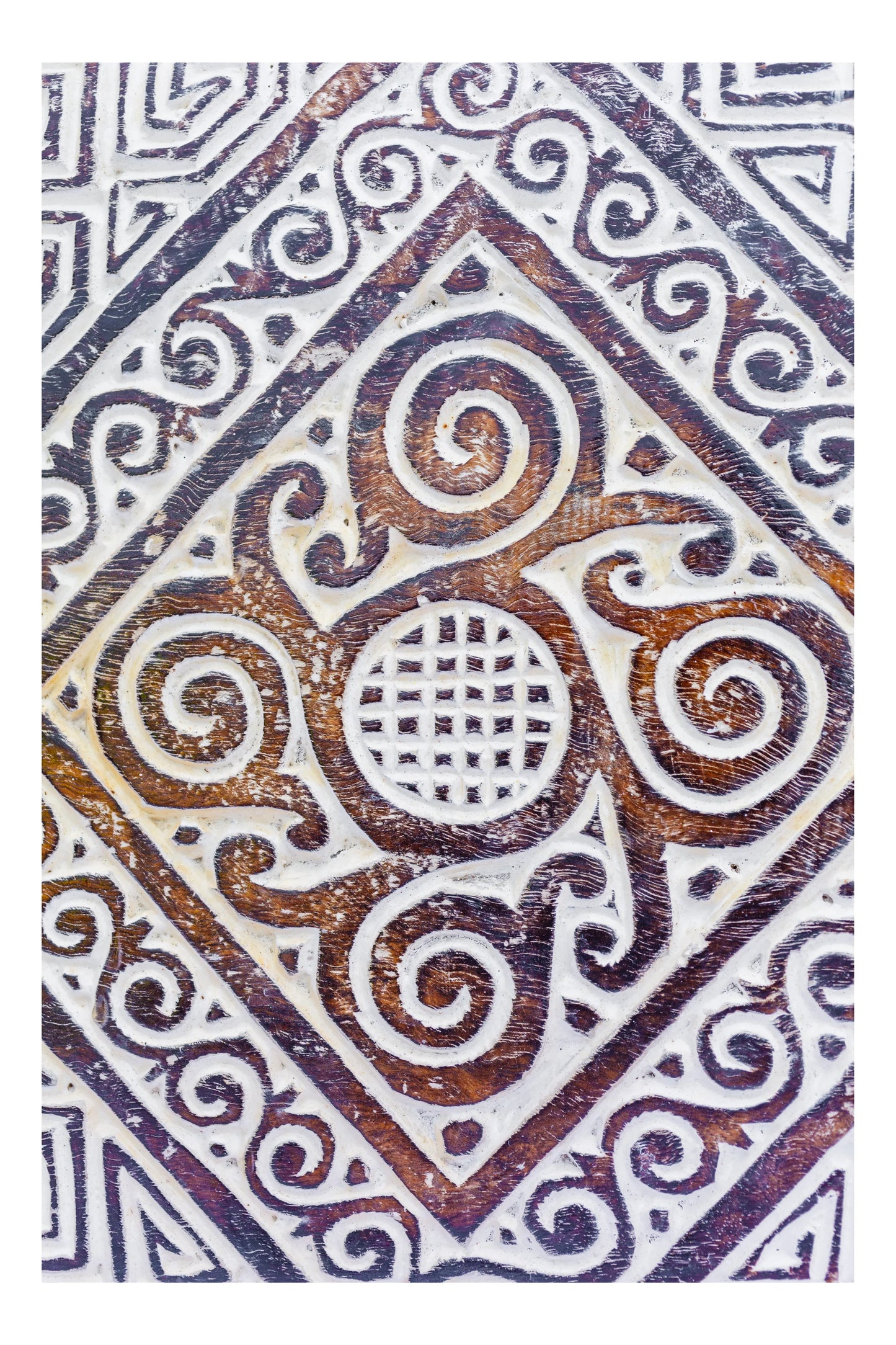 Intricate Tribal Hand Carved Natural Wooden Panel - Large - Style 1
