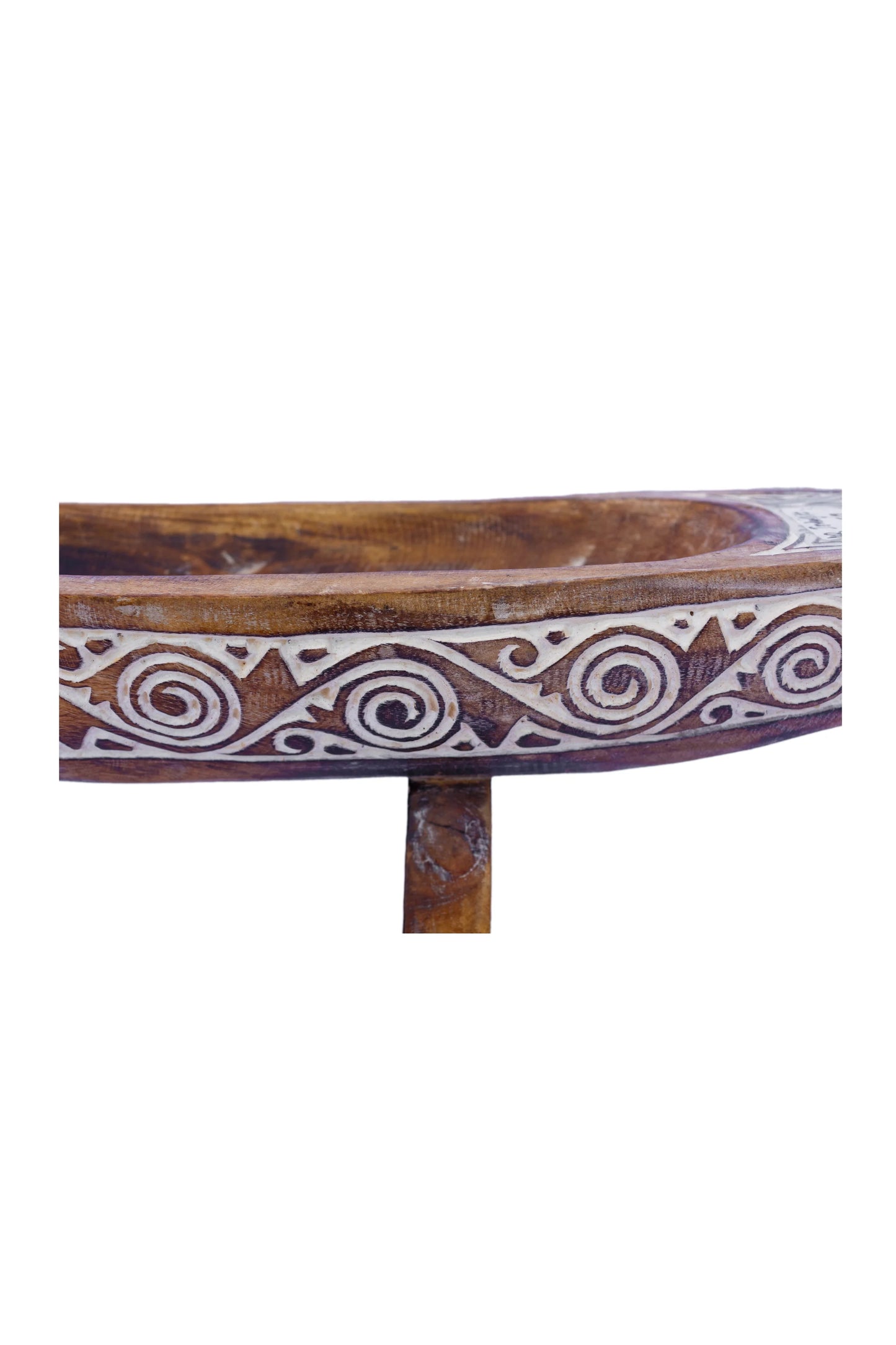 Tribal Hand Carved Wooden Boat - Large - Style 4