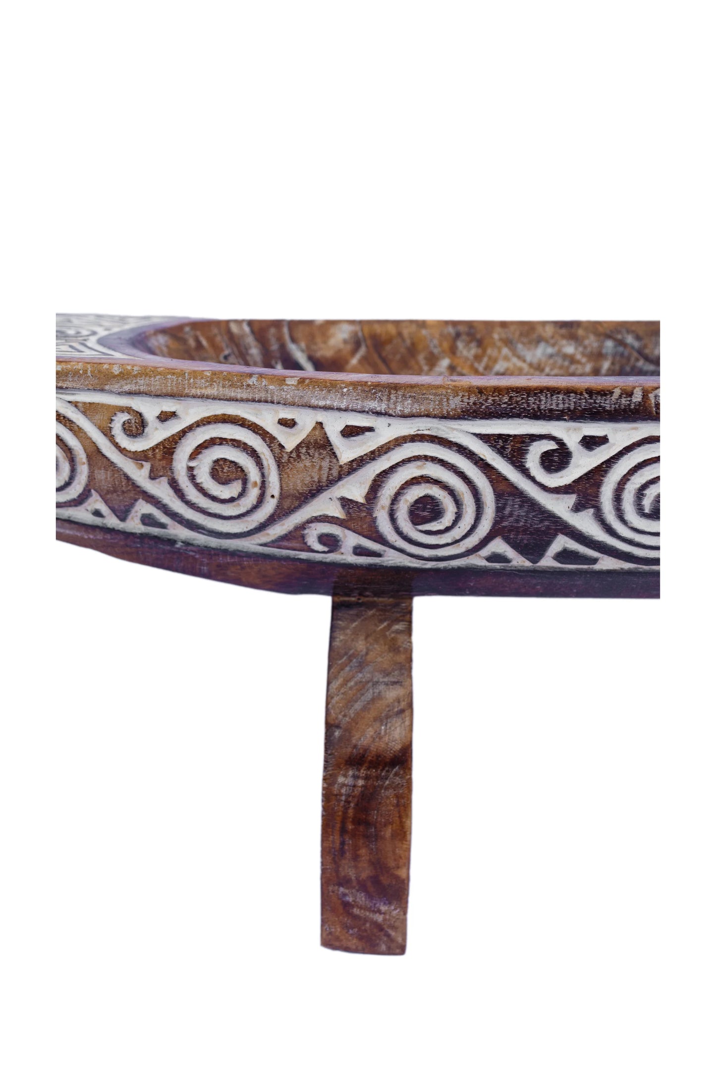 Tribal Hand Carved Wooden Boat - Large - Style 4