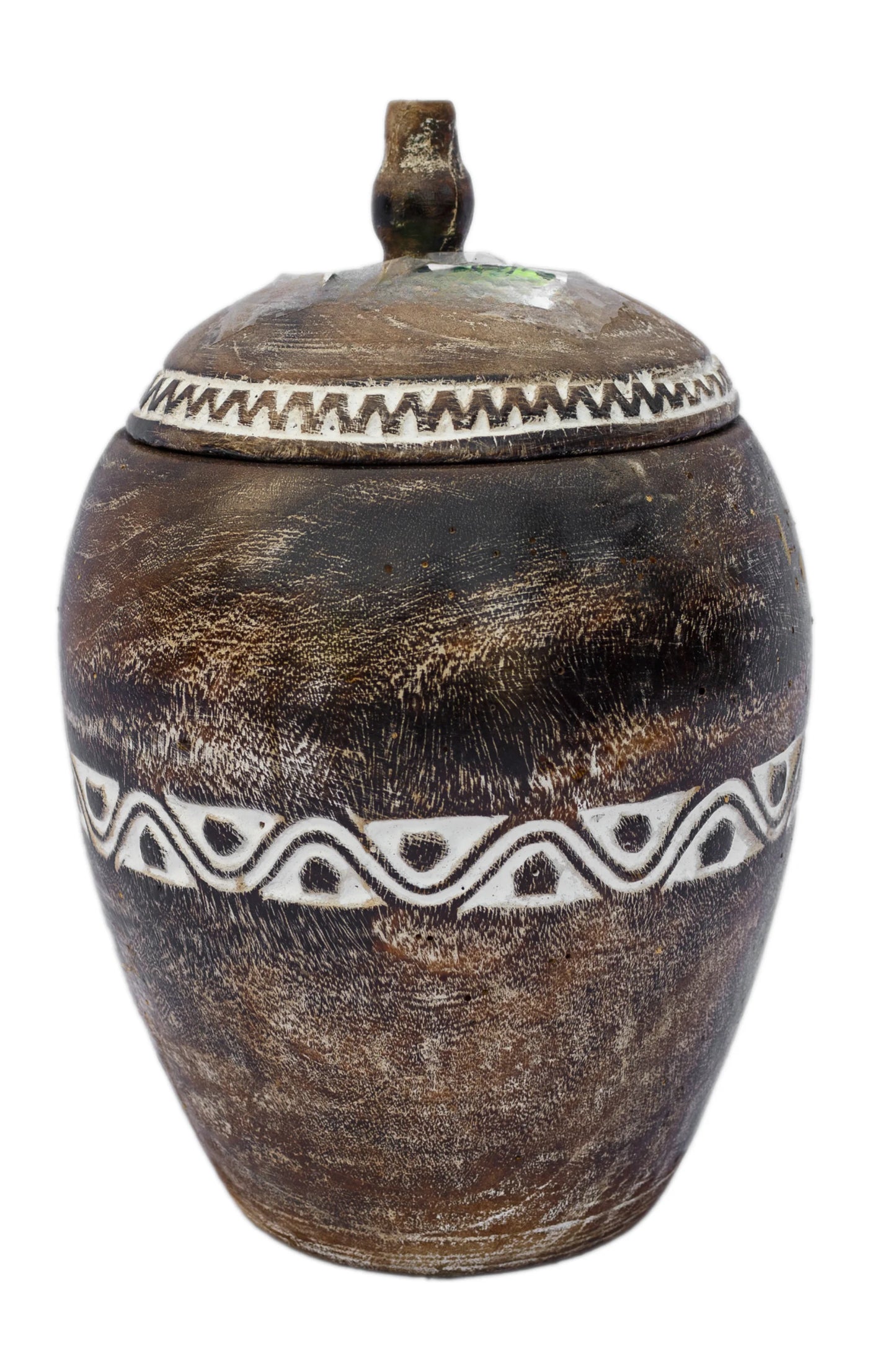 Tribal Hand Carved Timor Style Wooden Bowls With Lids - Style 10