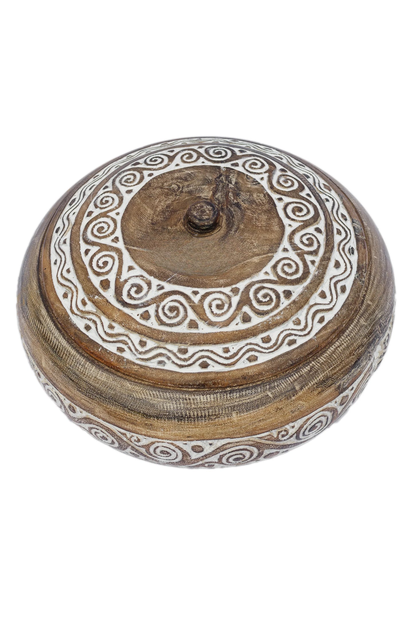 Tribal Hand Carved Timor Style Wooden Bowls With Lids - Style 2