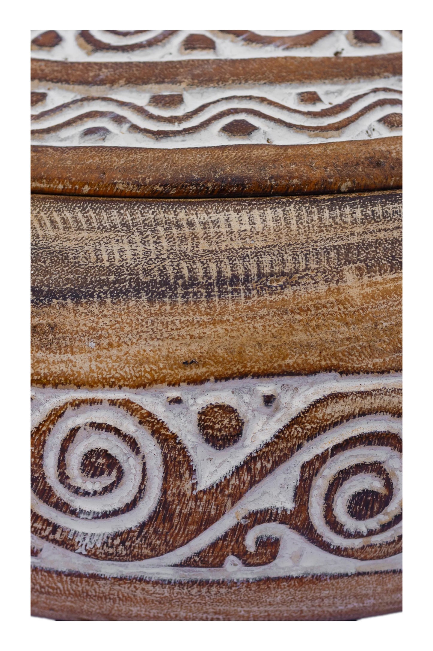 Tribal Hand Carved Timor Style Wooden Bowls With Lids - Style 2