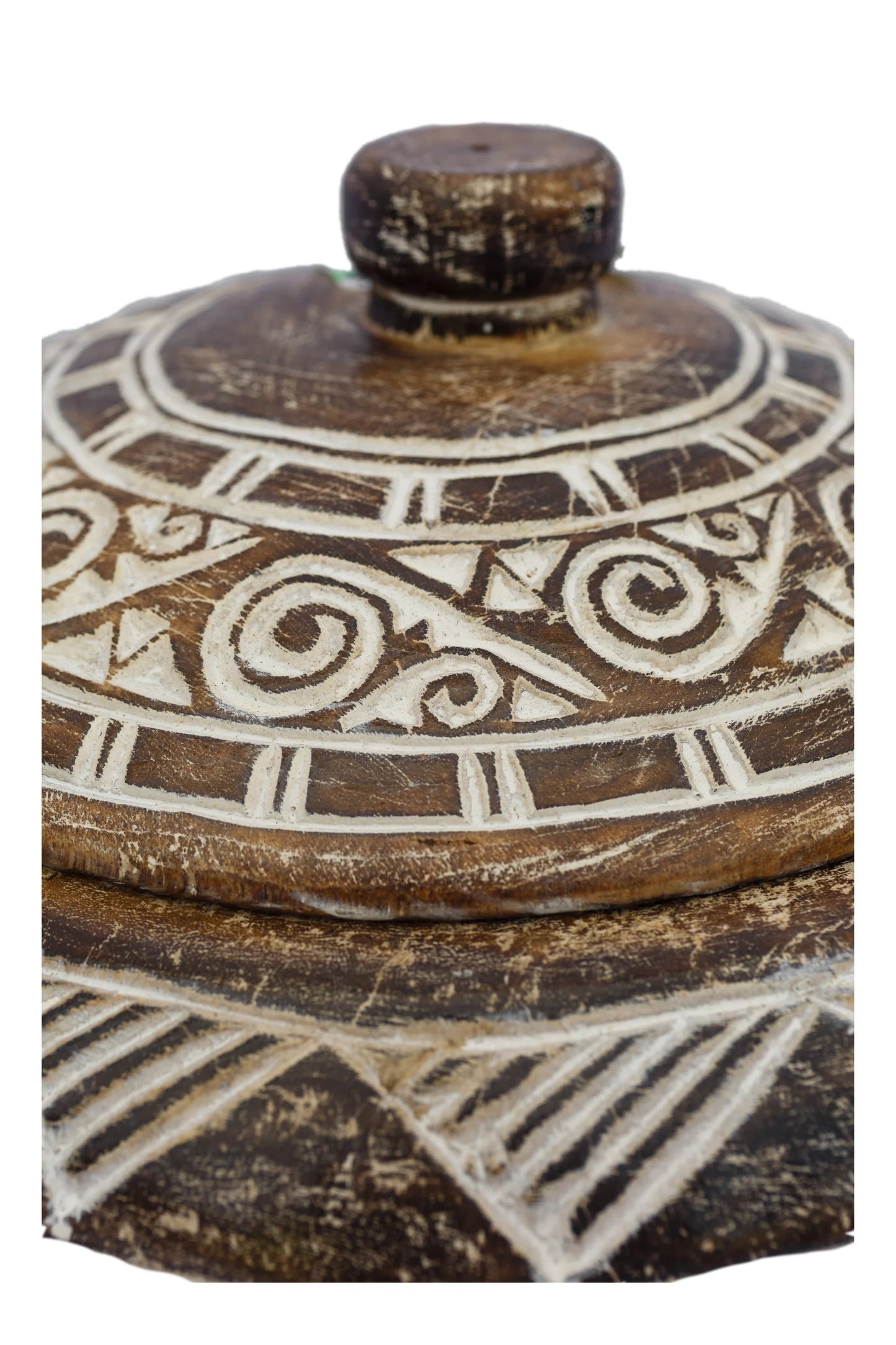 Tribal Hand Carved Timor Style Wooden Bowls With Lids - Style 3