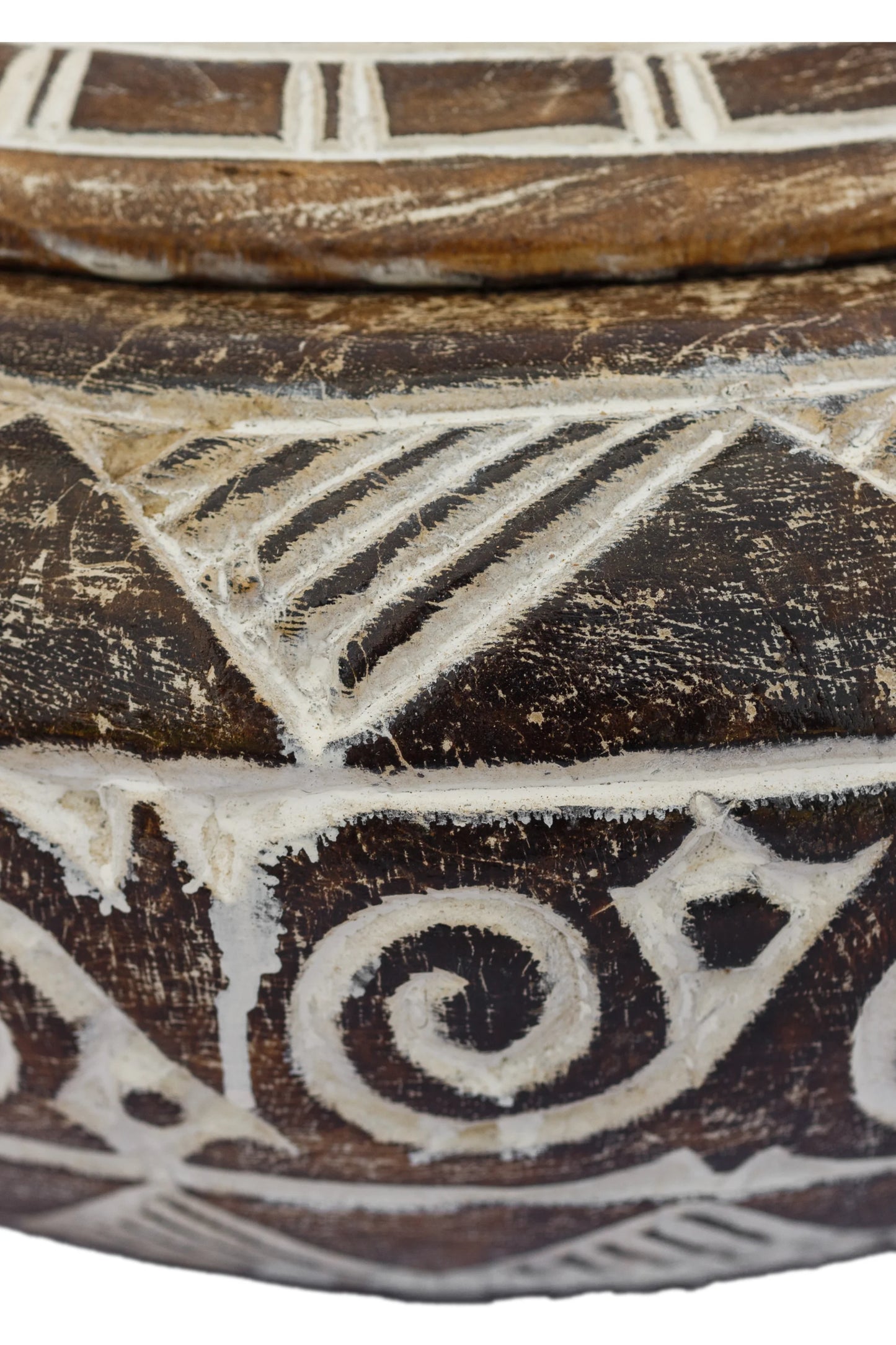 Tribal Hand Carved Timor Style Wooden Bowls With Lids - Style 3