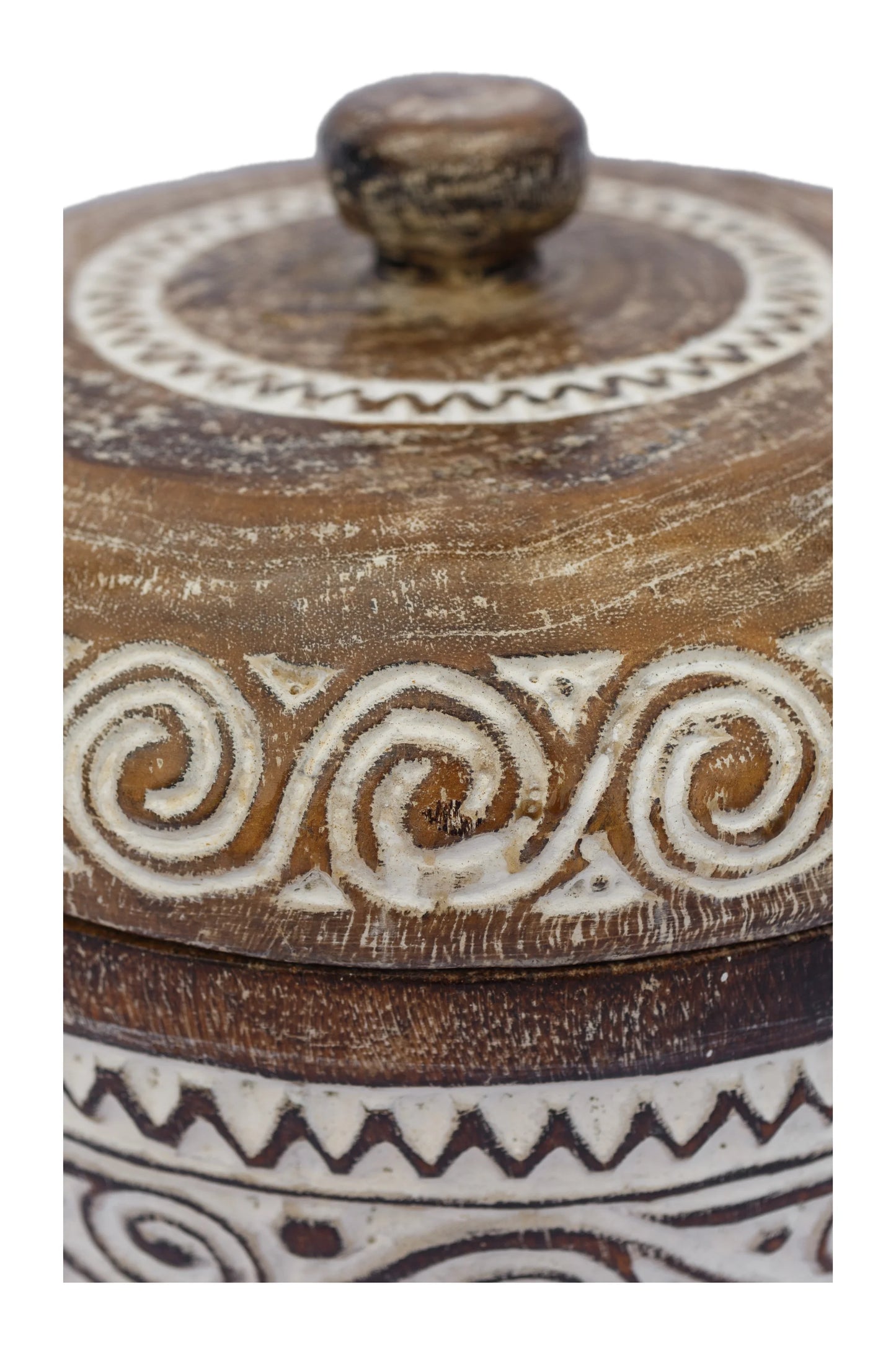 Tribal Hand Carved Timor Style Wooden Bowls With Lids - Style 4