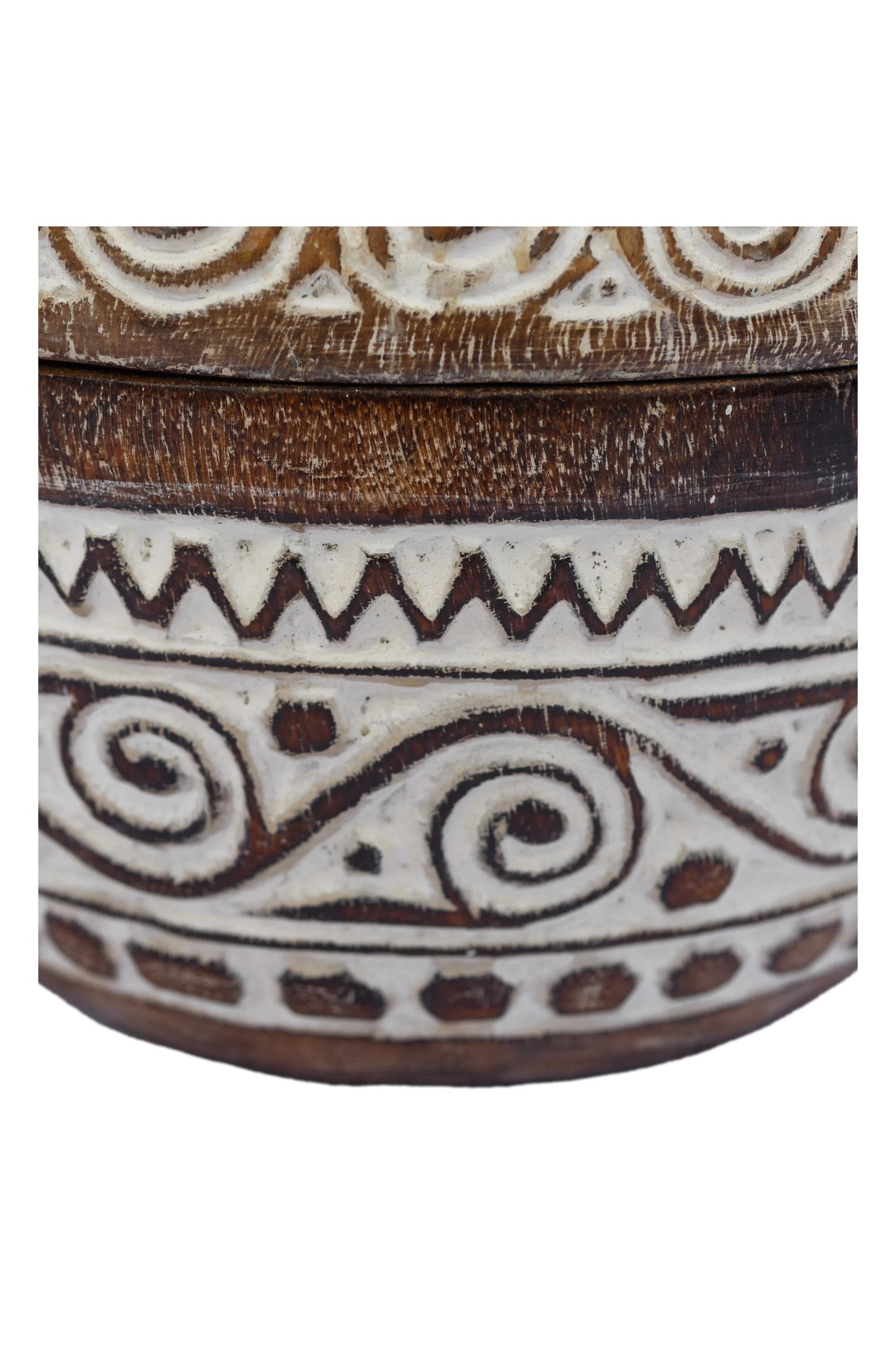 Tribal Hand Carved Timor Style Wooden Bowls With Lids - Style 4