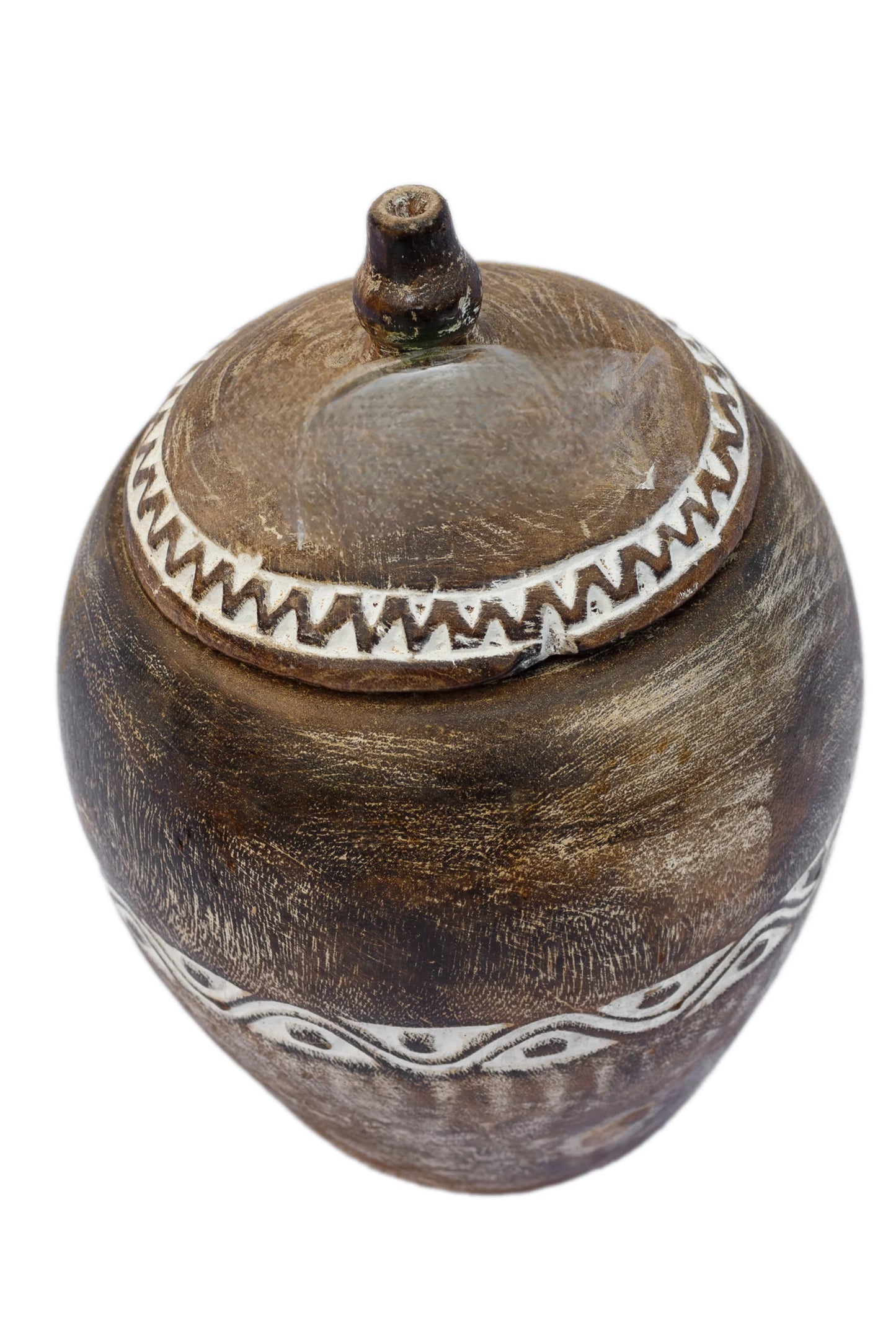 Tribal Hand Carved Timor Style Wooden Bowls With Lids - Style 9