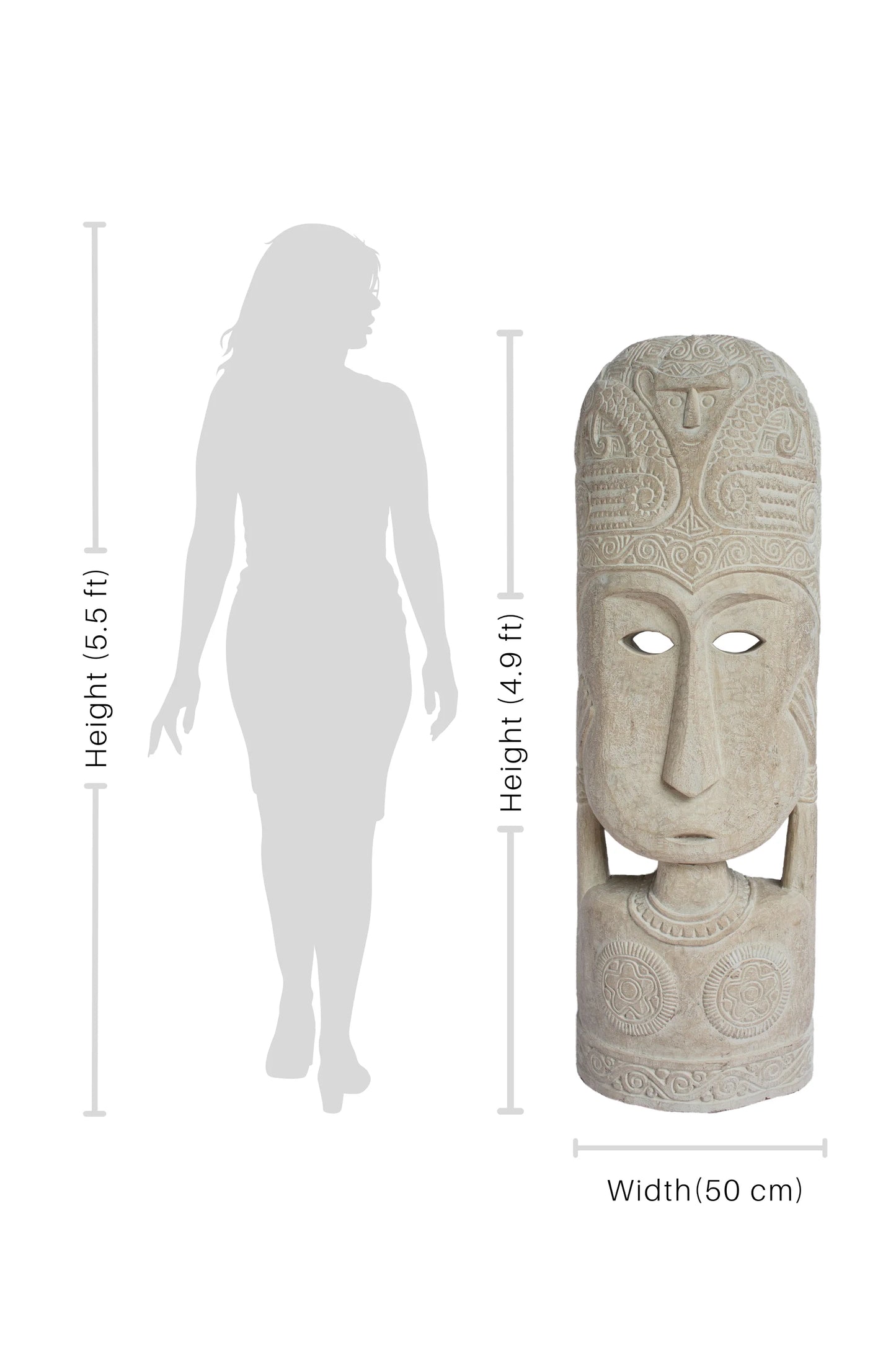 Tribal Warrior Mask - White - Large - Style 01