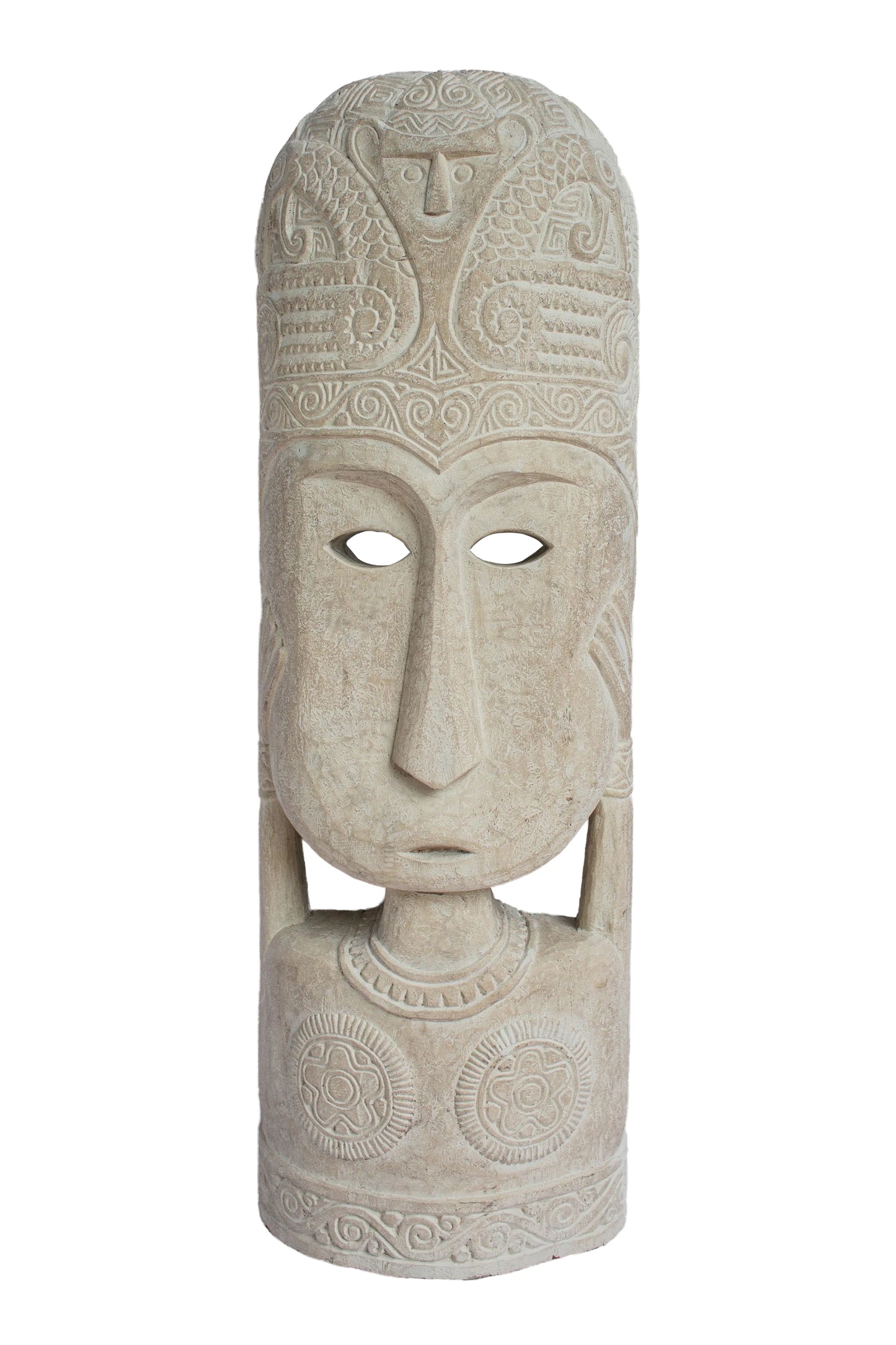 Tribal Warrior Mask - White - Large - Style 01