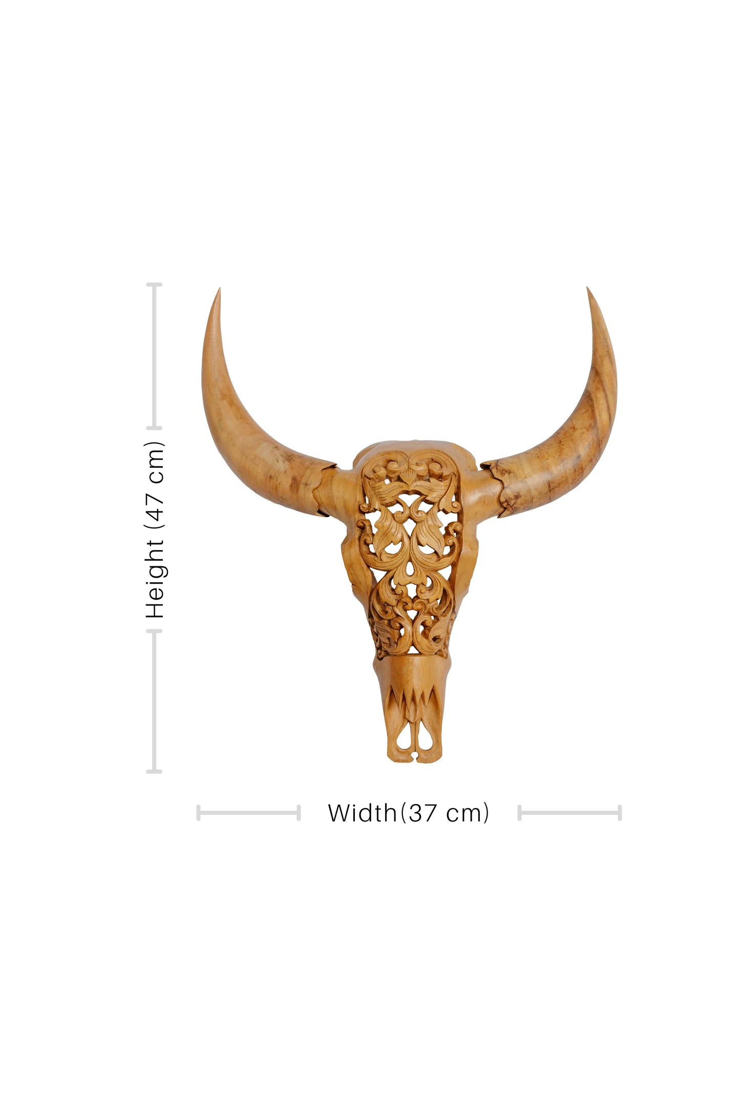 Intricately Hand Carved Wooden Bull Head