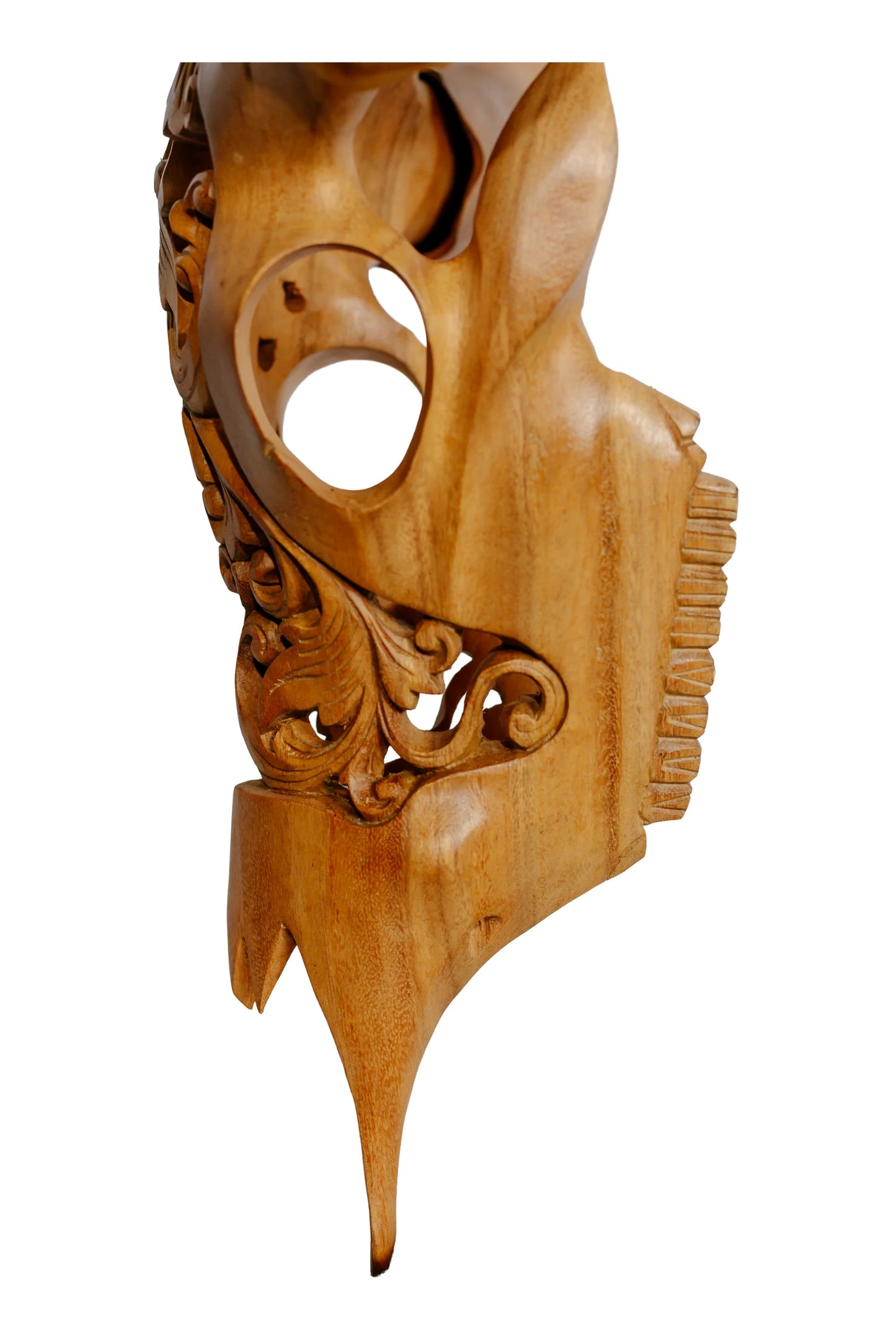 Intricately Hand Carved Wooden Bull Head