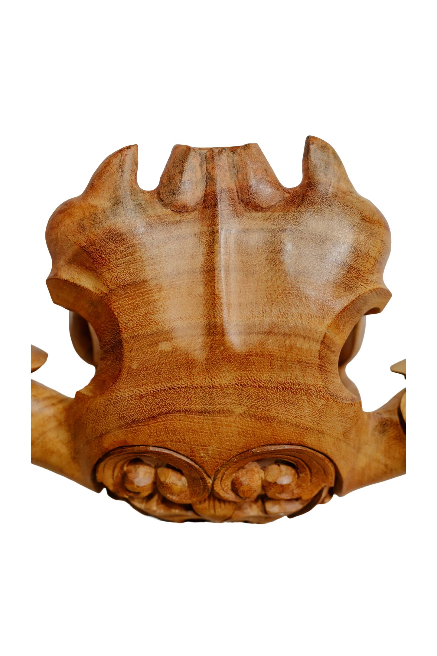 Intricately Hand Carved Wooden Bull Head