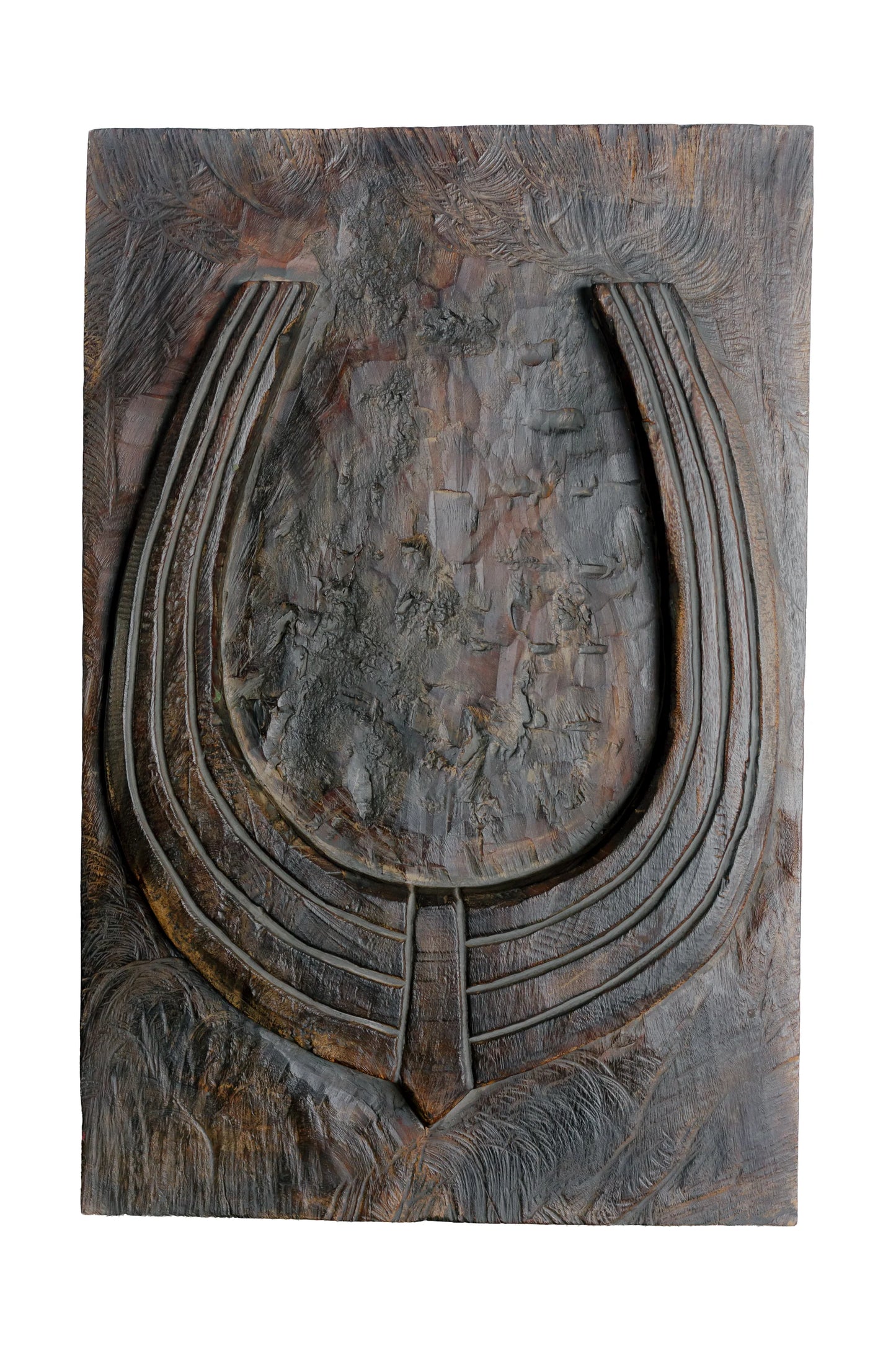 Wild Bison Horn Hand Carved Wooden Wall Panel
