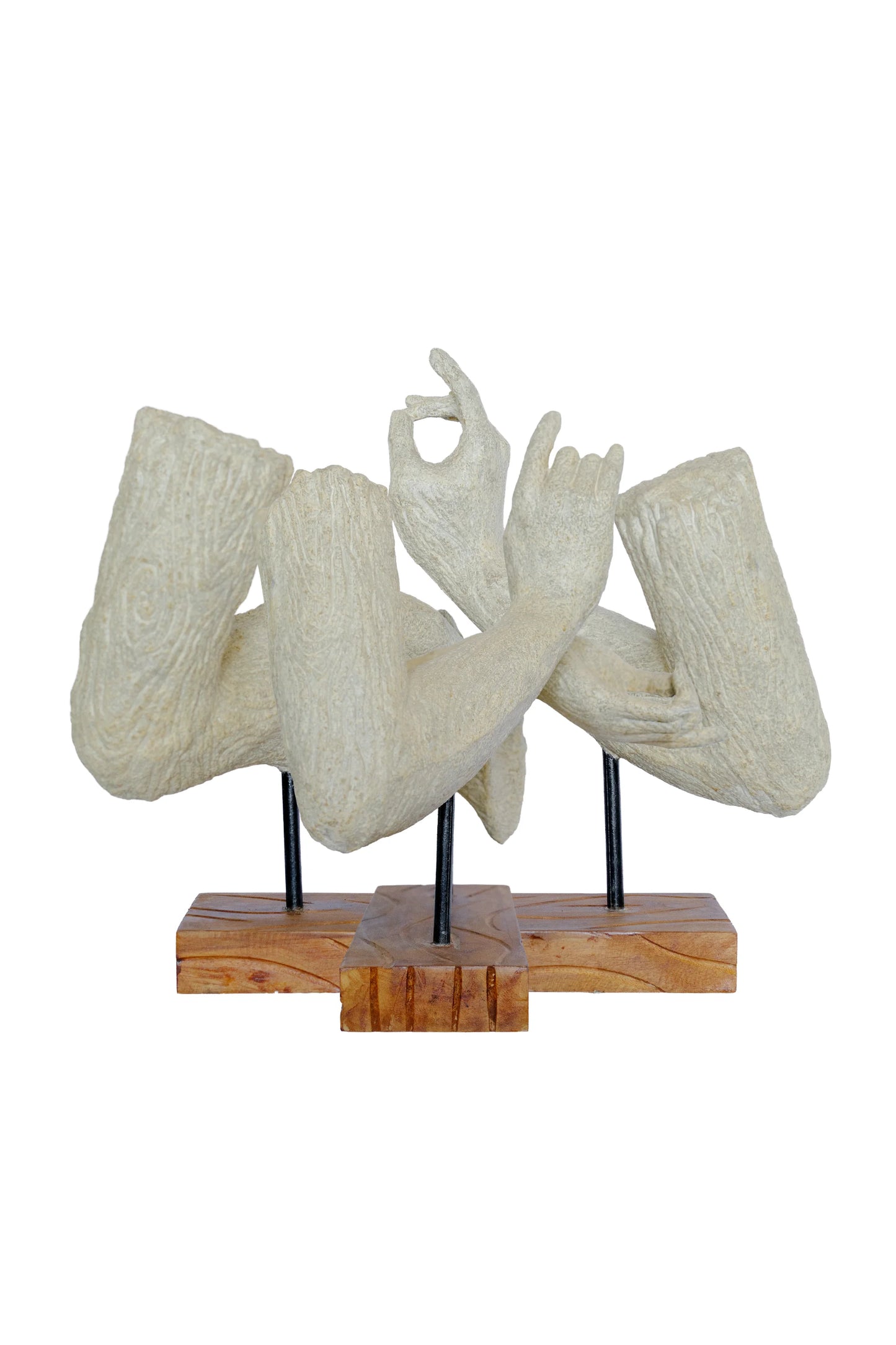 Meditating Buddha Hands on Wood