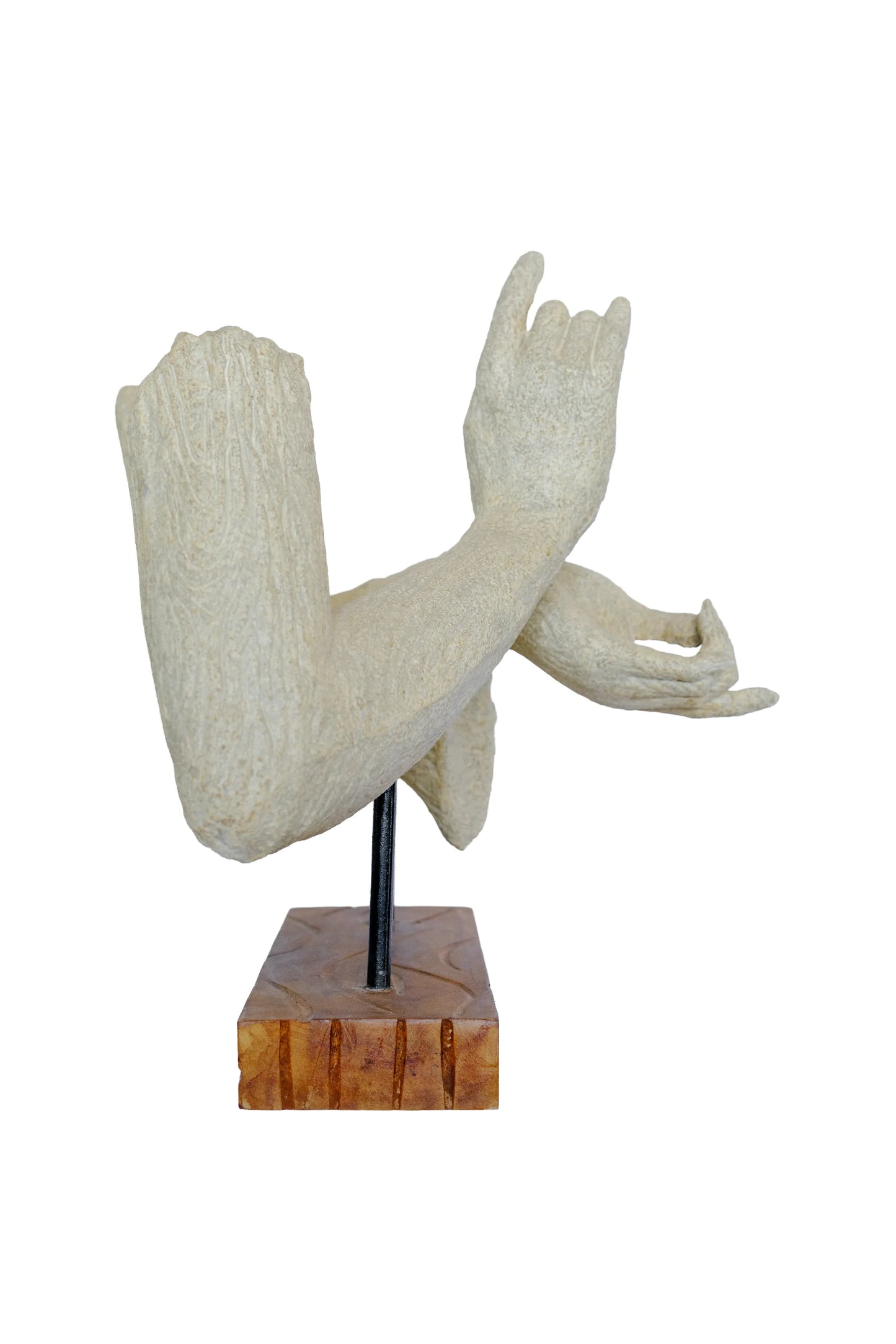 Meditating Buddha Hands on Wood