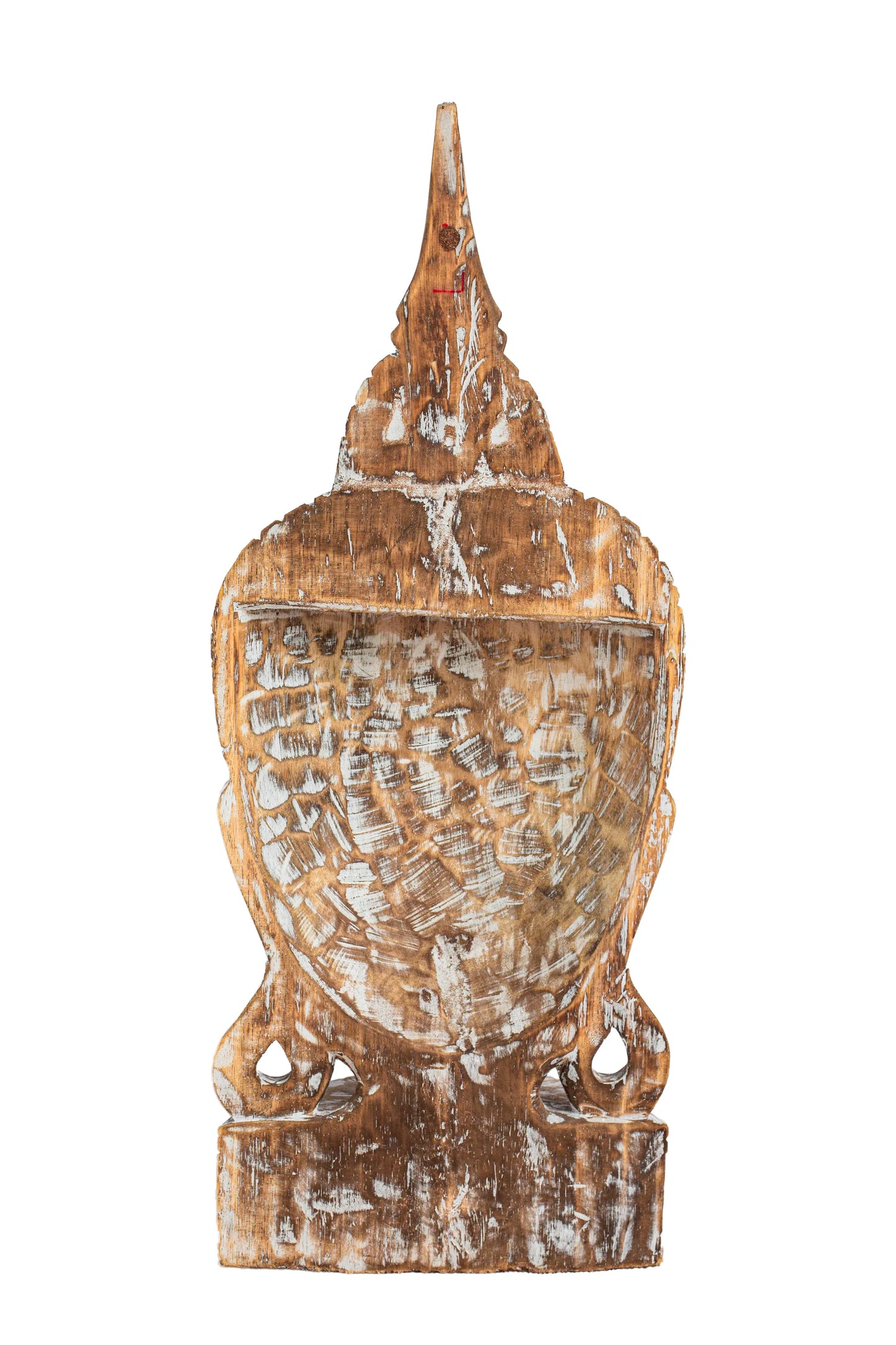 Wooden Buddha Head - White Antique - Style 04