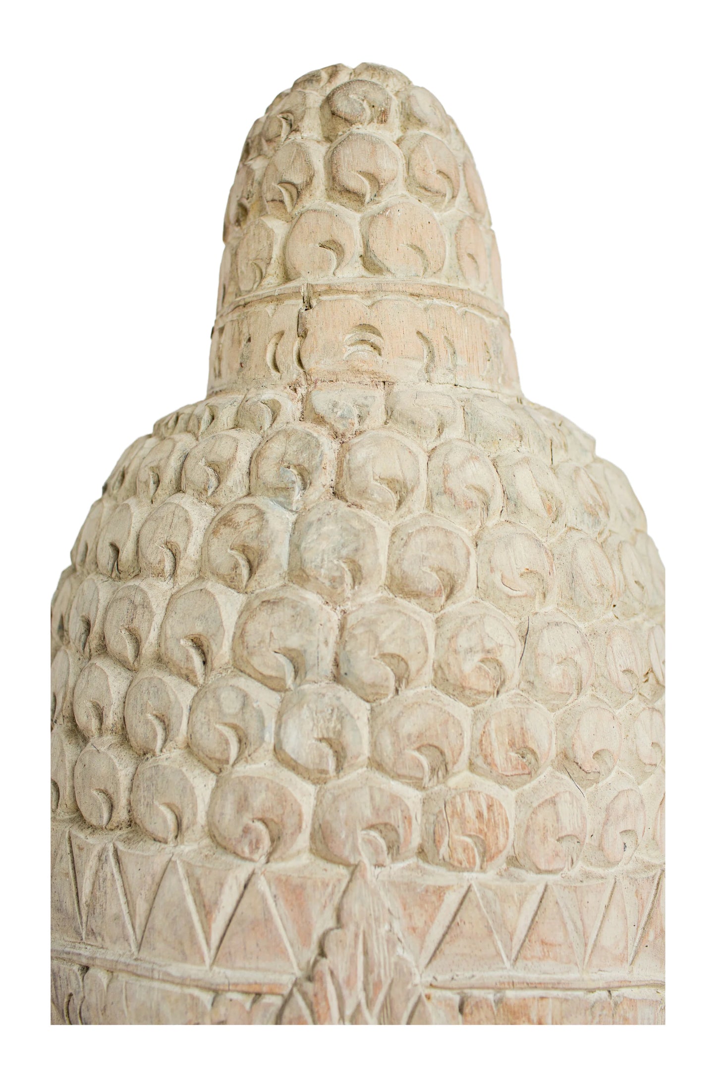 Wooden Buddha Head - White Antique - Style 05