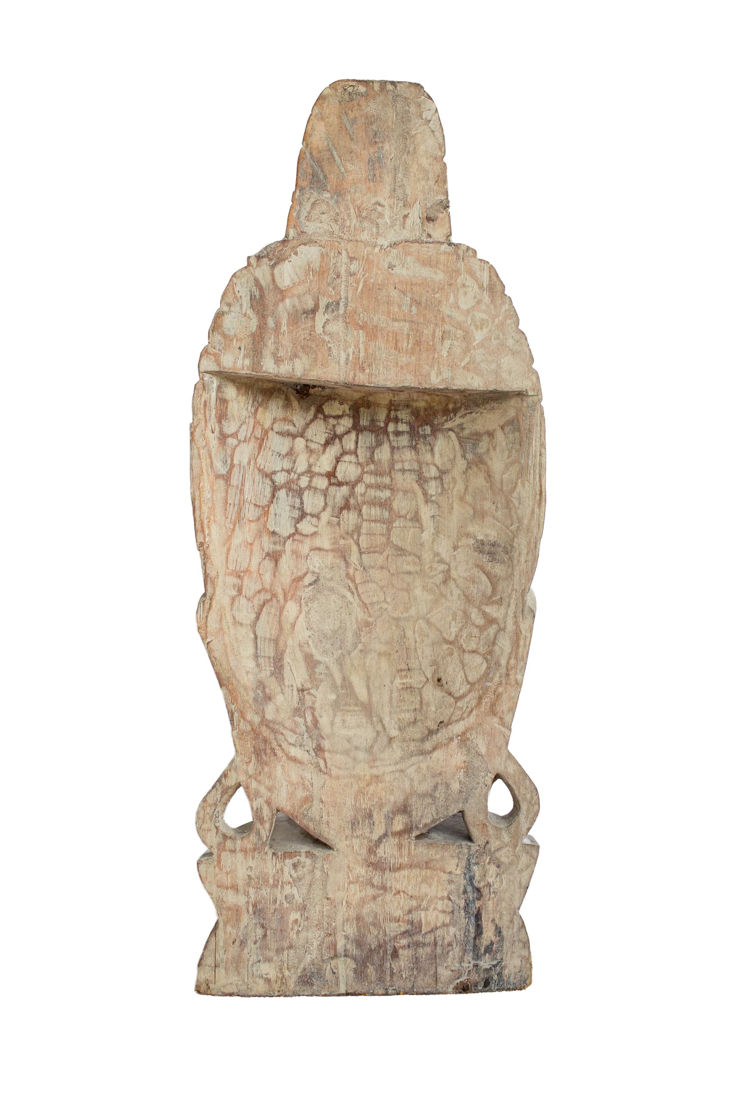 Wooden Buddha Head - White Antique - Style 05