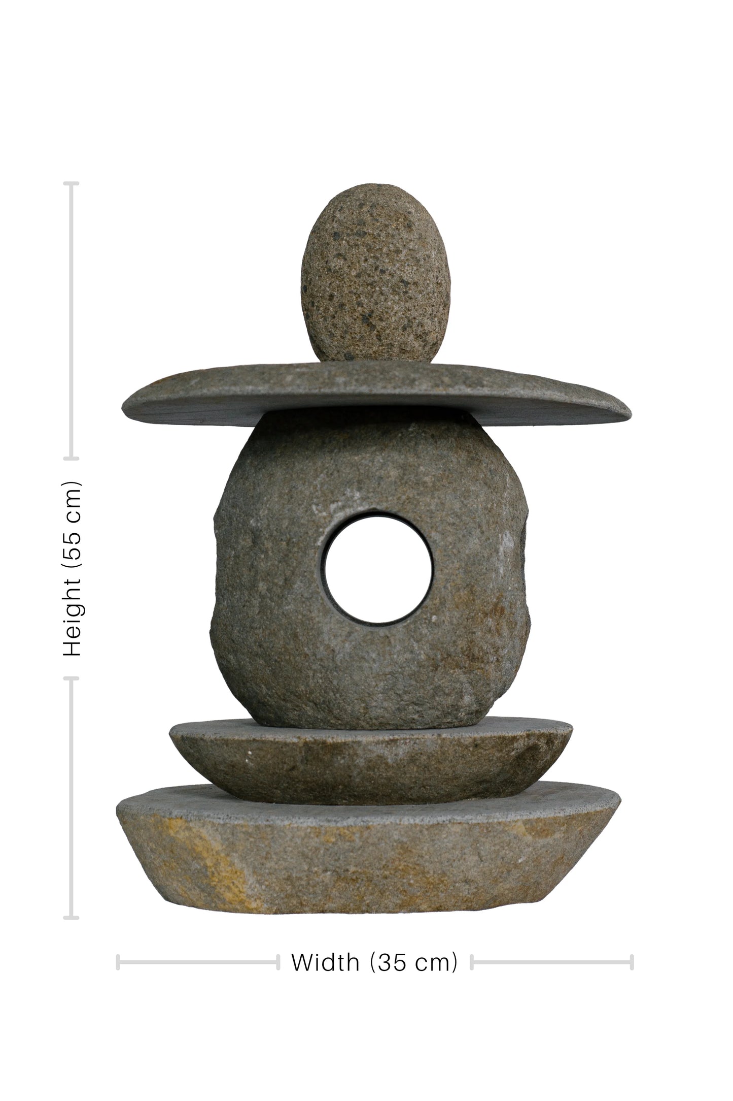 Hand Sculpted Natural Stone Pathway Lamp - Style 1