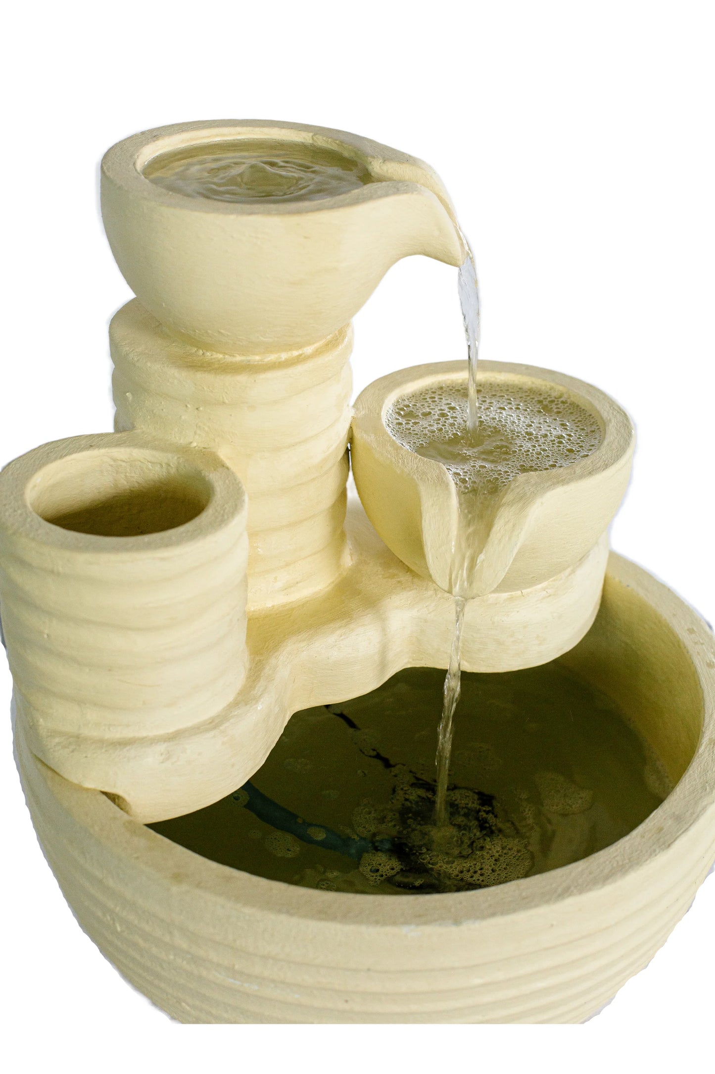 Cascading Water Fountain With Mini Planter and Urli