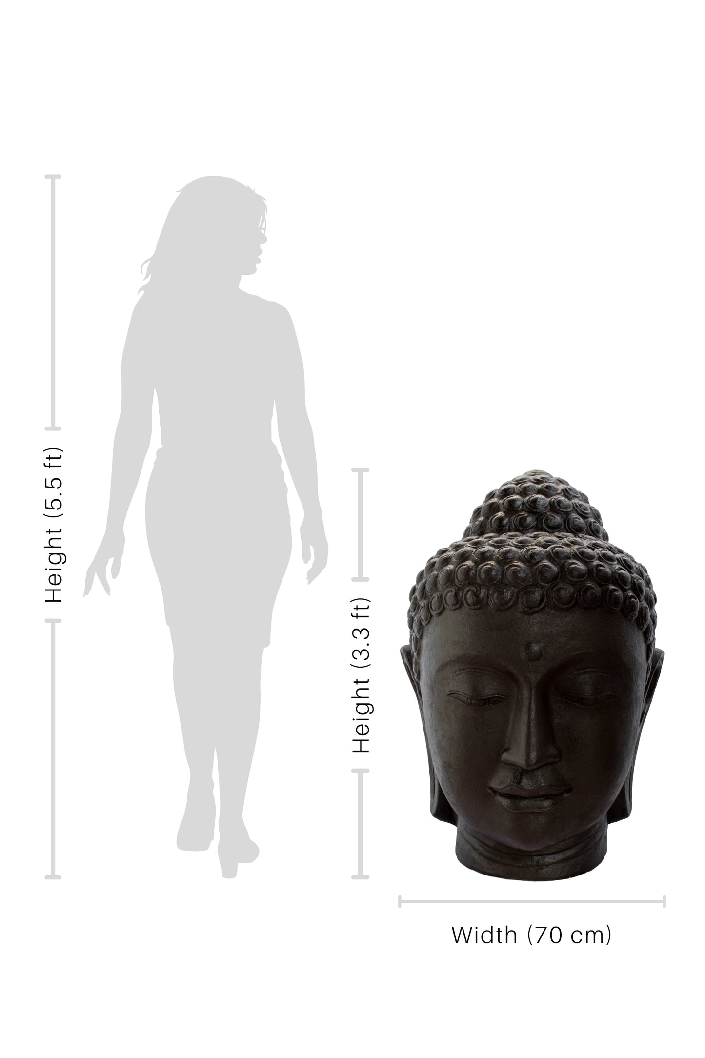 Buddha Head Statue - Black Antique - Style 02