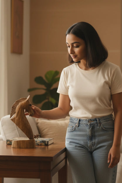 Graceful Gallopper Handcarved Wooden Horse Bust