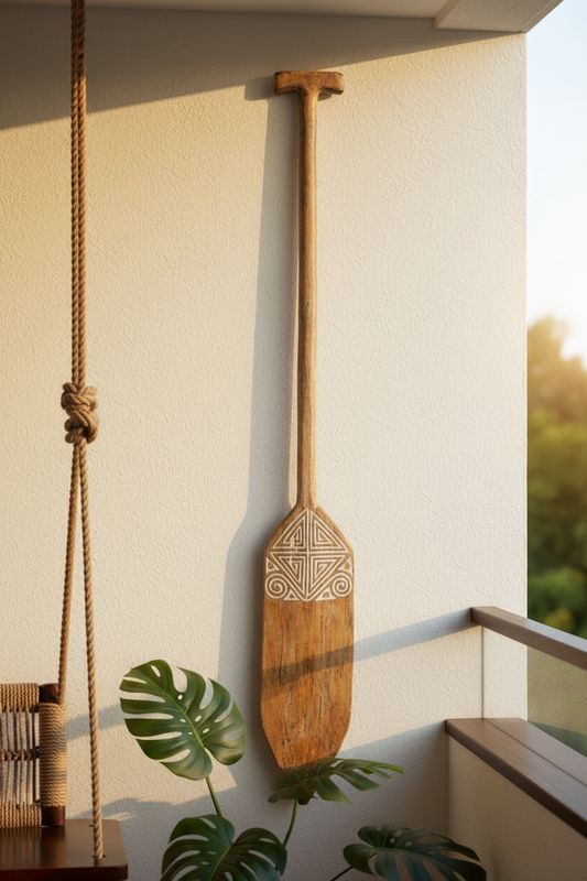 Timor Tribal Handcarved Wooden Oar - Style 8