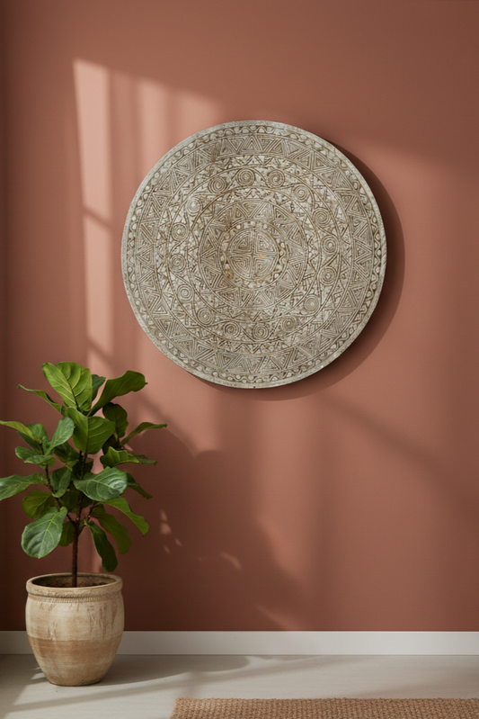 Timor Tribal Hand Carved Decorative Wall Panel - Round - Style 2