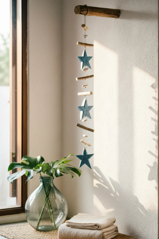 Nature's Serenity Hanging Stars Décor Aqua Blue