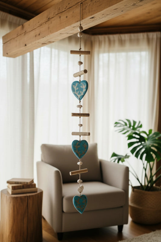 Hanging heartstrings of love Aqua Green