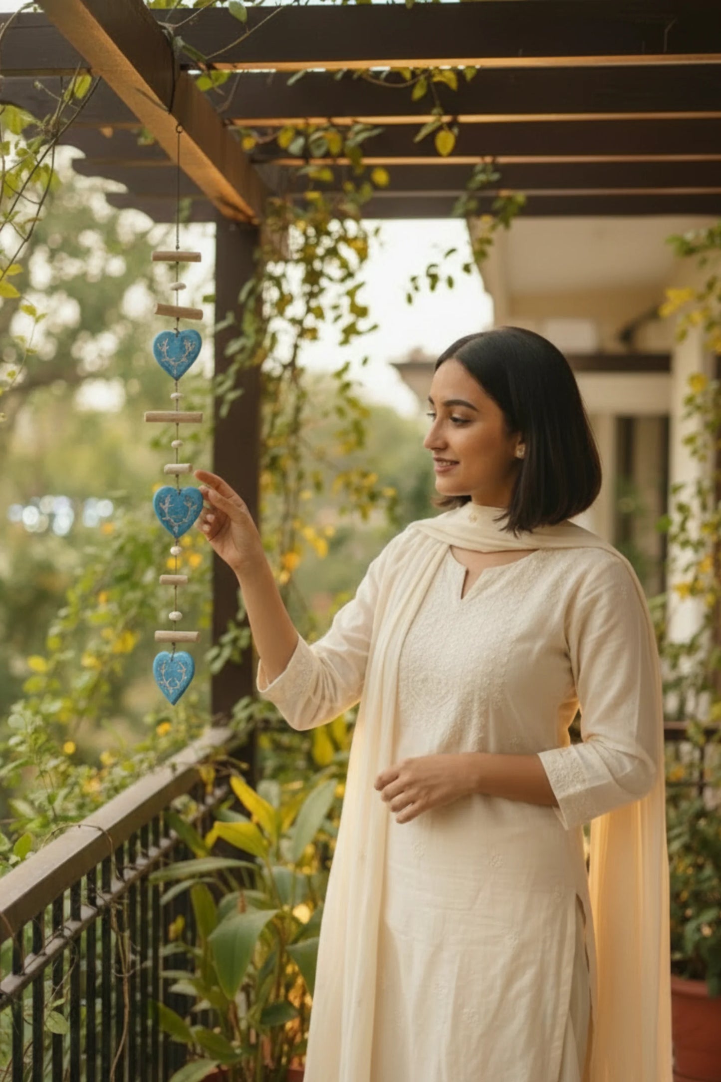 Hanging heartstrings of love Aqua Green