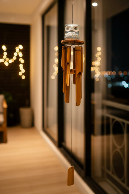 Enchanted owl bamboo wind chime