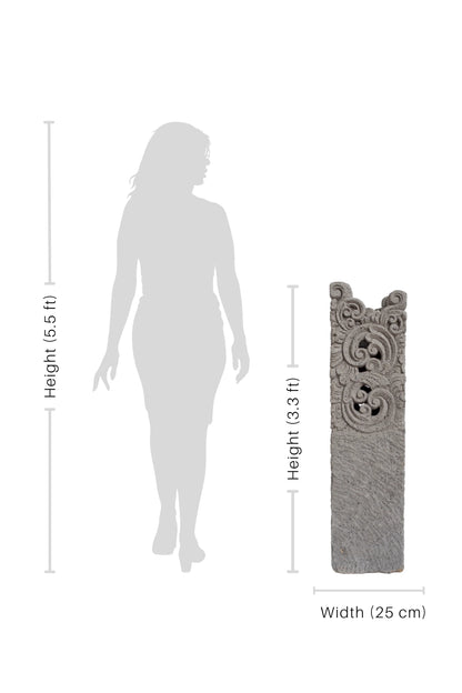 Grey Hand Carved Garden Column - Small