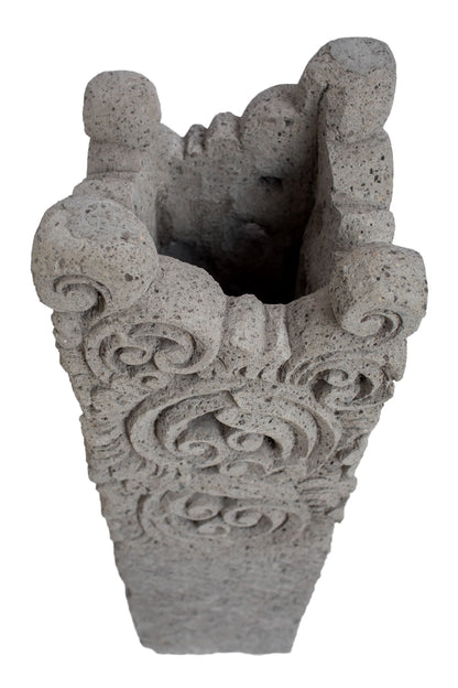 Grey Hand Carved Garden Column - Small